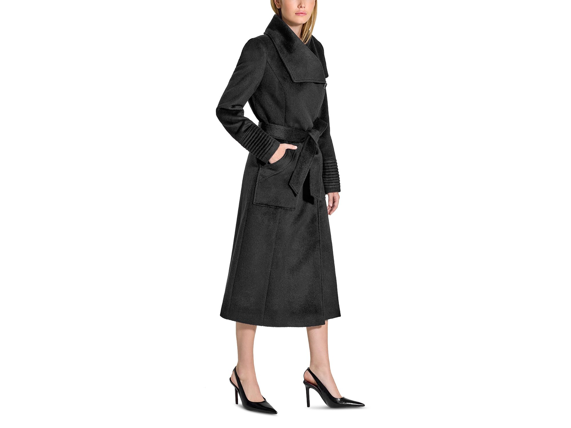 Wide Collar Long Wrap Coat — Image 3