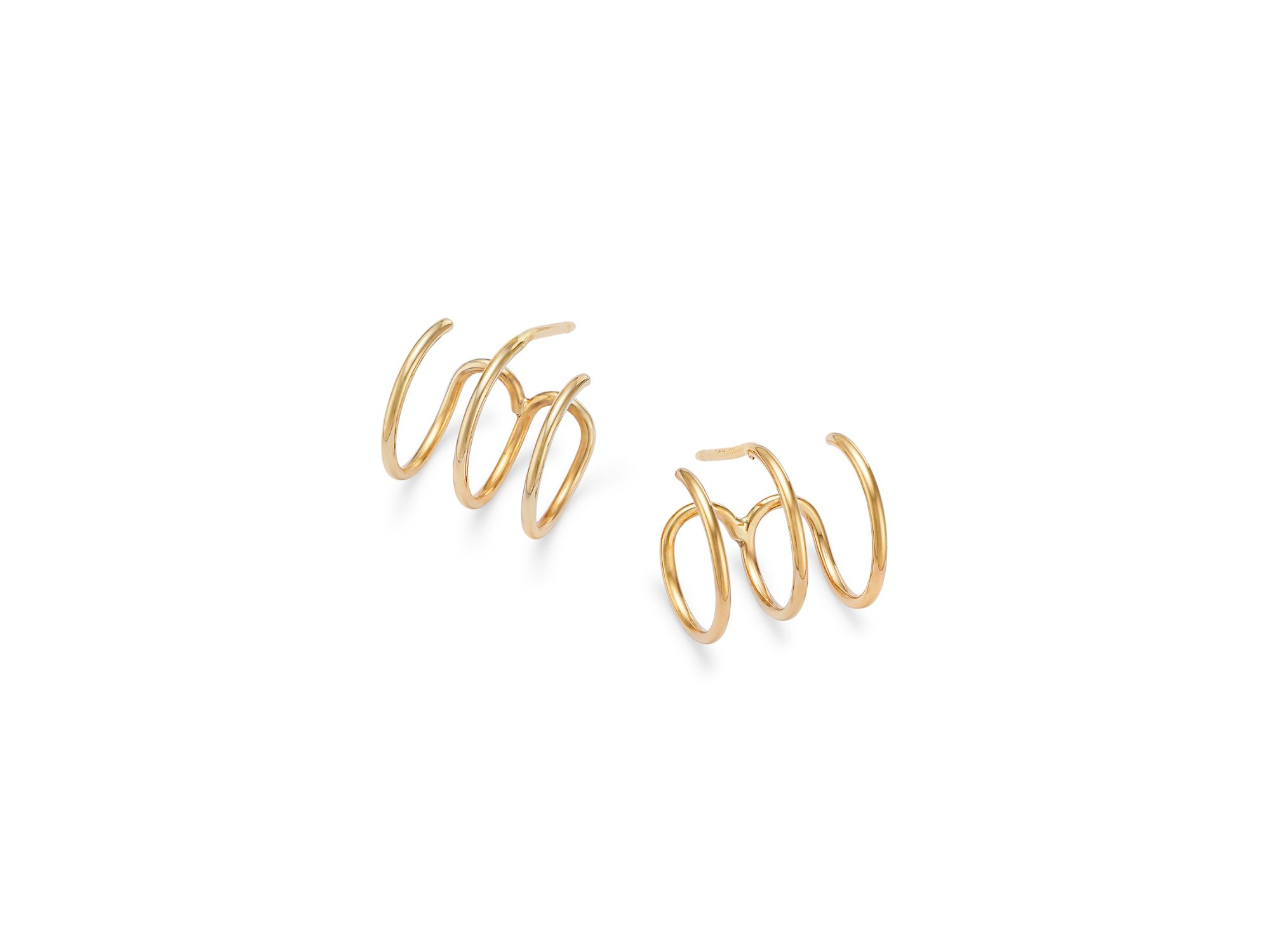 14K Yellow Gold Triple Wire Cuff Earrings — Image 4