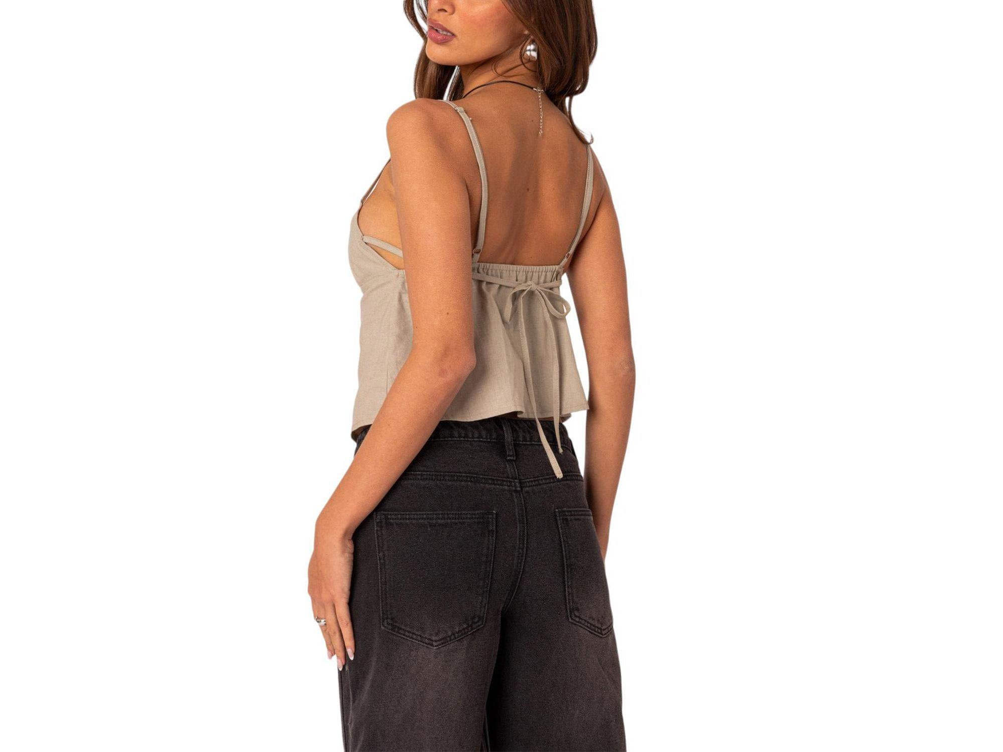 Linen Look Open Back Top — Image 3