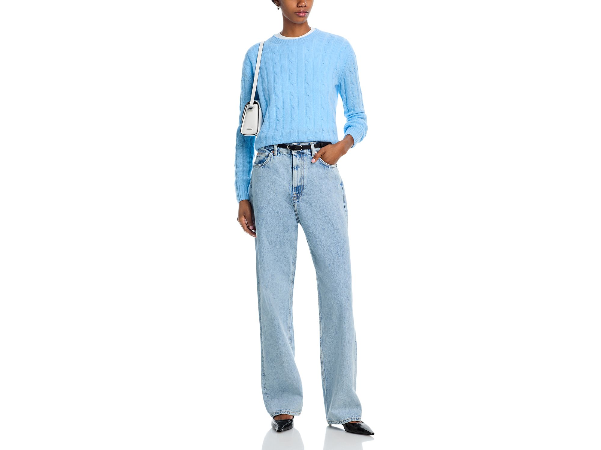 100% Cashmere Cable Knit Crewneck Sweater - Exclusive — Image 4