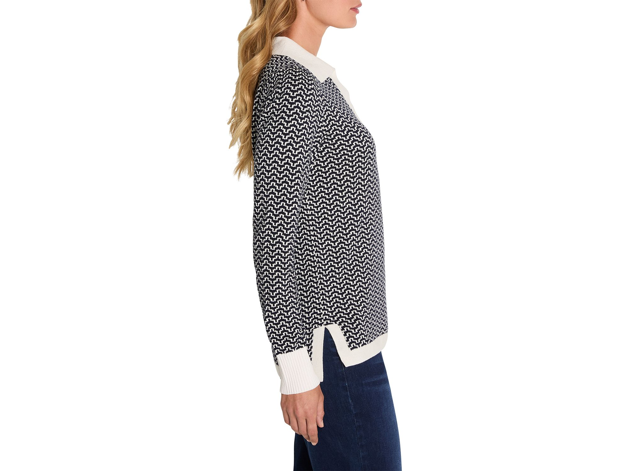 Two Tone Jacquard Sweater — Image 3