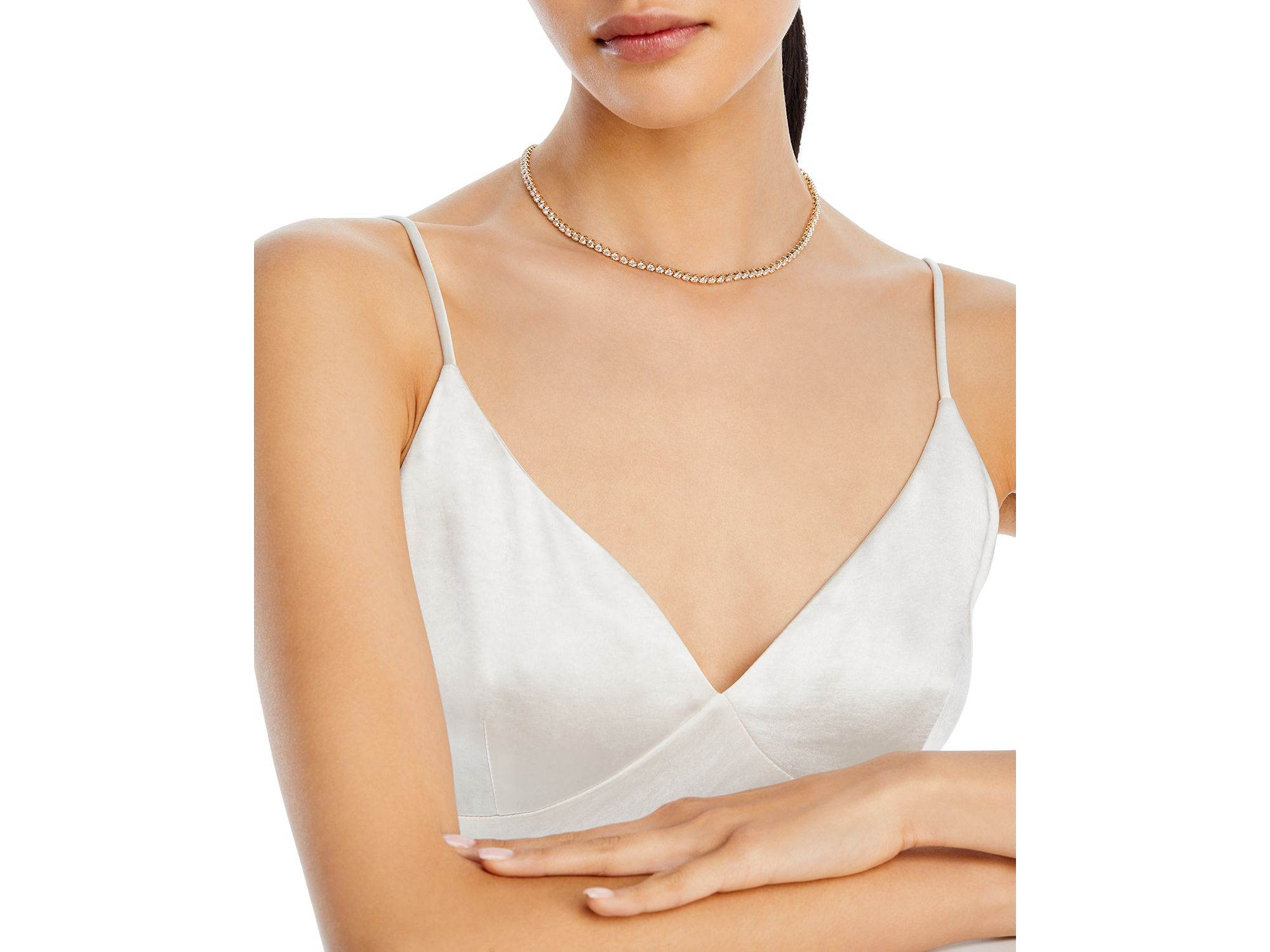 Diamond Crown Set Tennis Necklace in 14K Yellow Gold, 4.0-8.0 tcw — Image 3