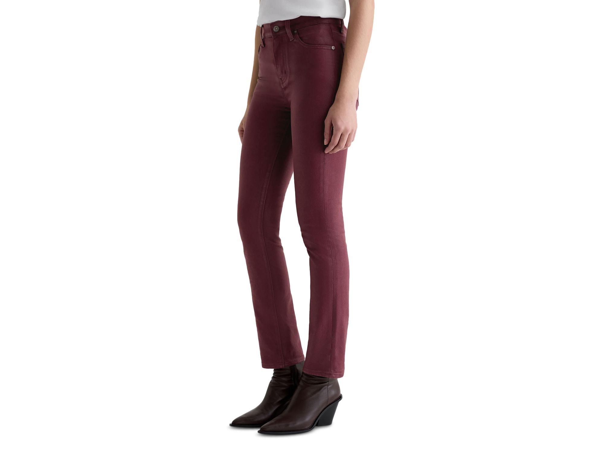 Mari Coated Mid Rise Slim Jeans in Winery — Image 8