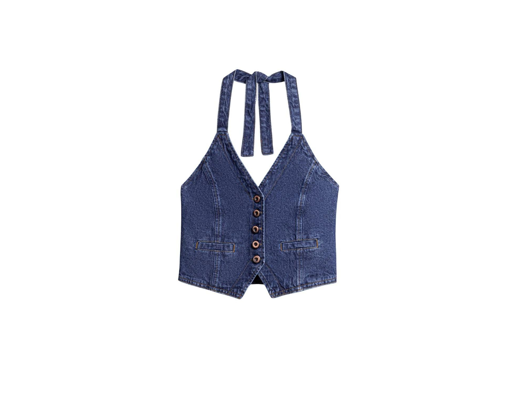 Halter Neck Denim Vest — Image 9