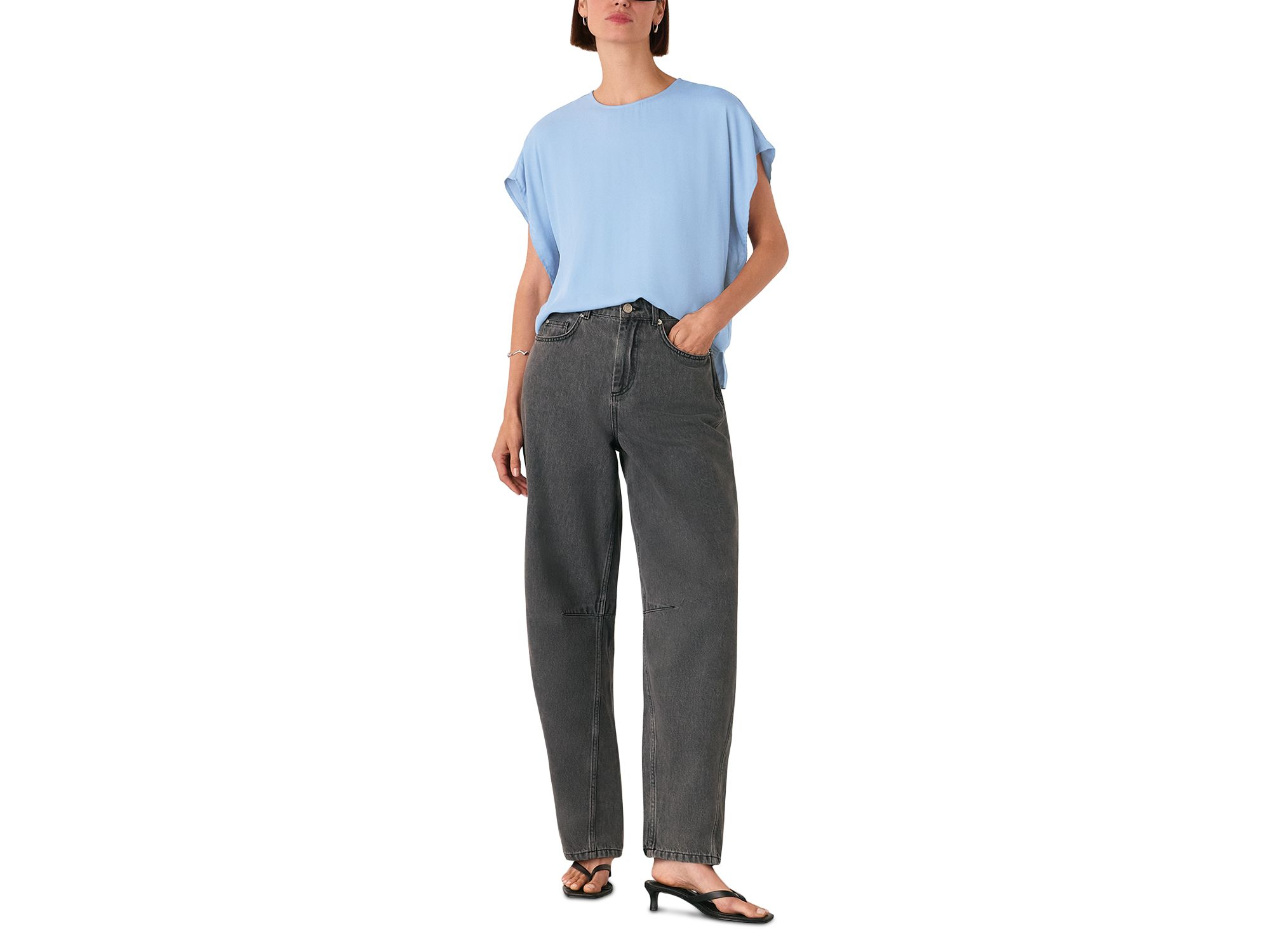Short Sleeve Crepe Shell Top — Image 4