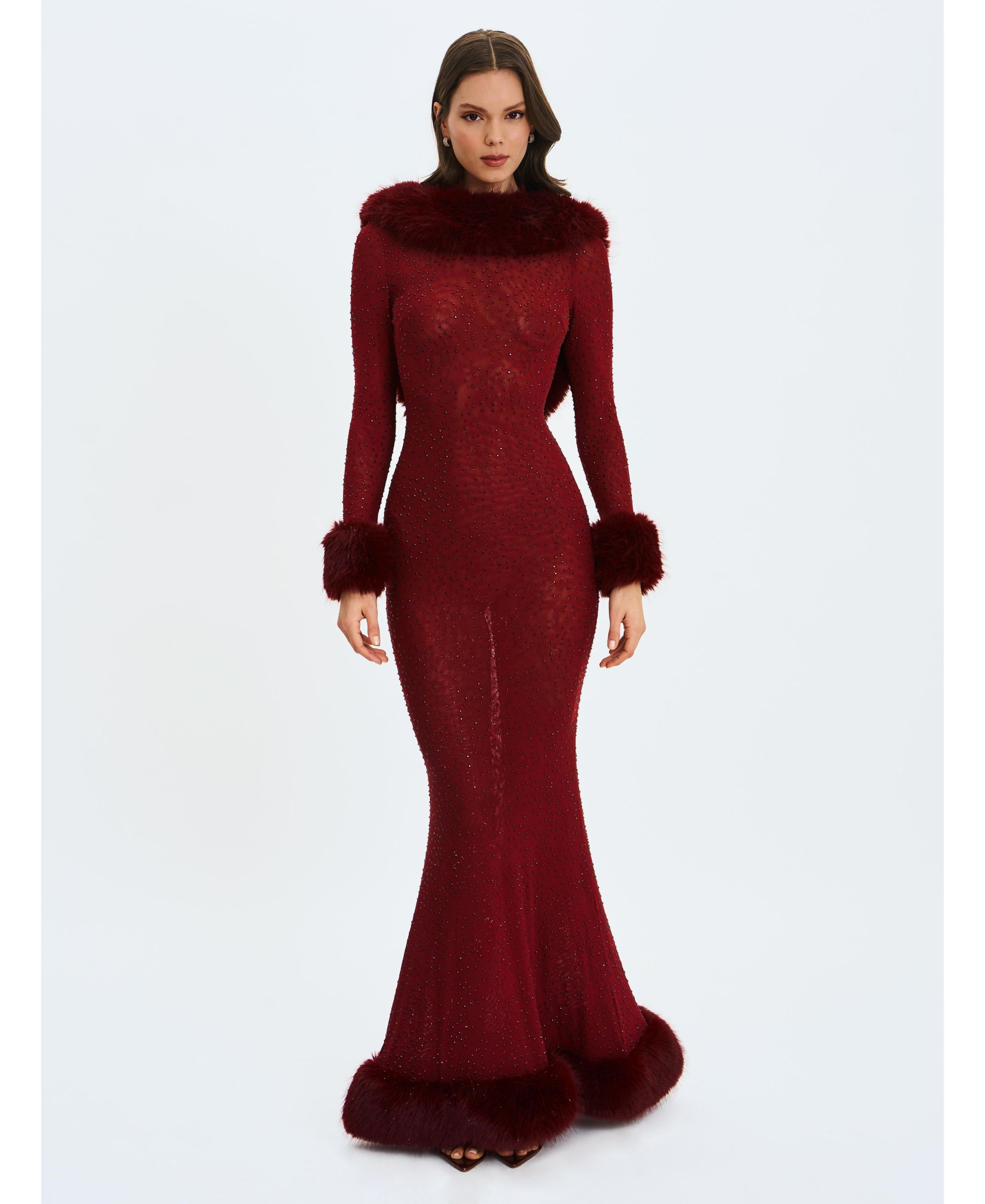Mellie Regular-Length Rhinestone Mesh Low Back Mermaid Gown — Image 5