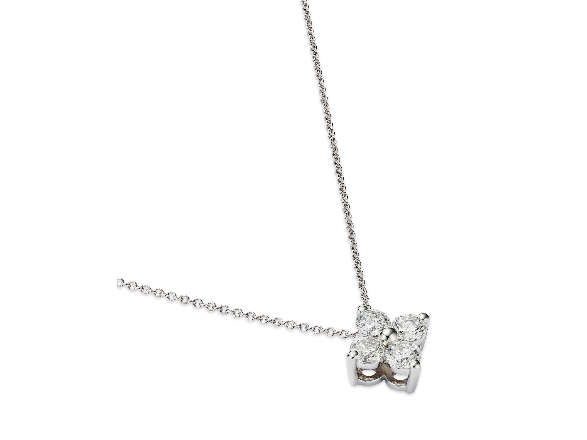 Diamond Flower Pendant Necklace in 14K White Gold, 1.0 tcw — Image 3