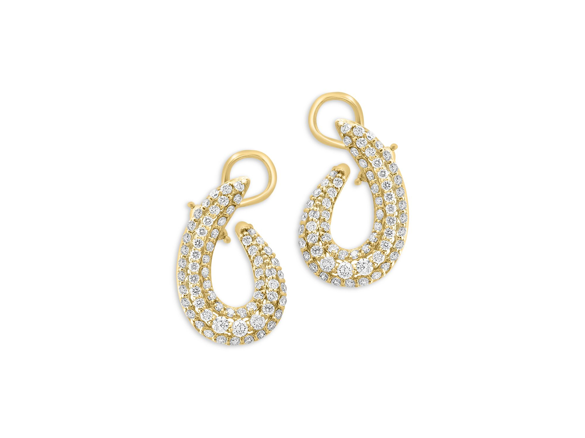Diamond Pavé Spiral Hoop Earrings in 14K Yellow Gold, 2.50 tcw — Image 3