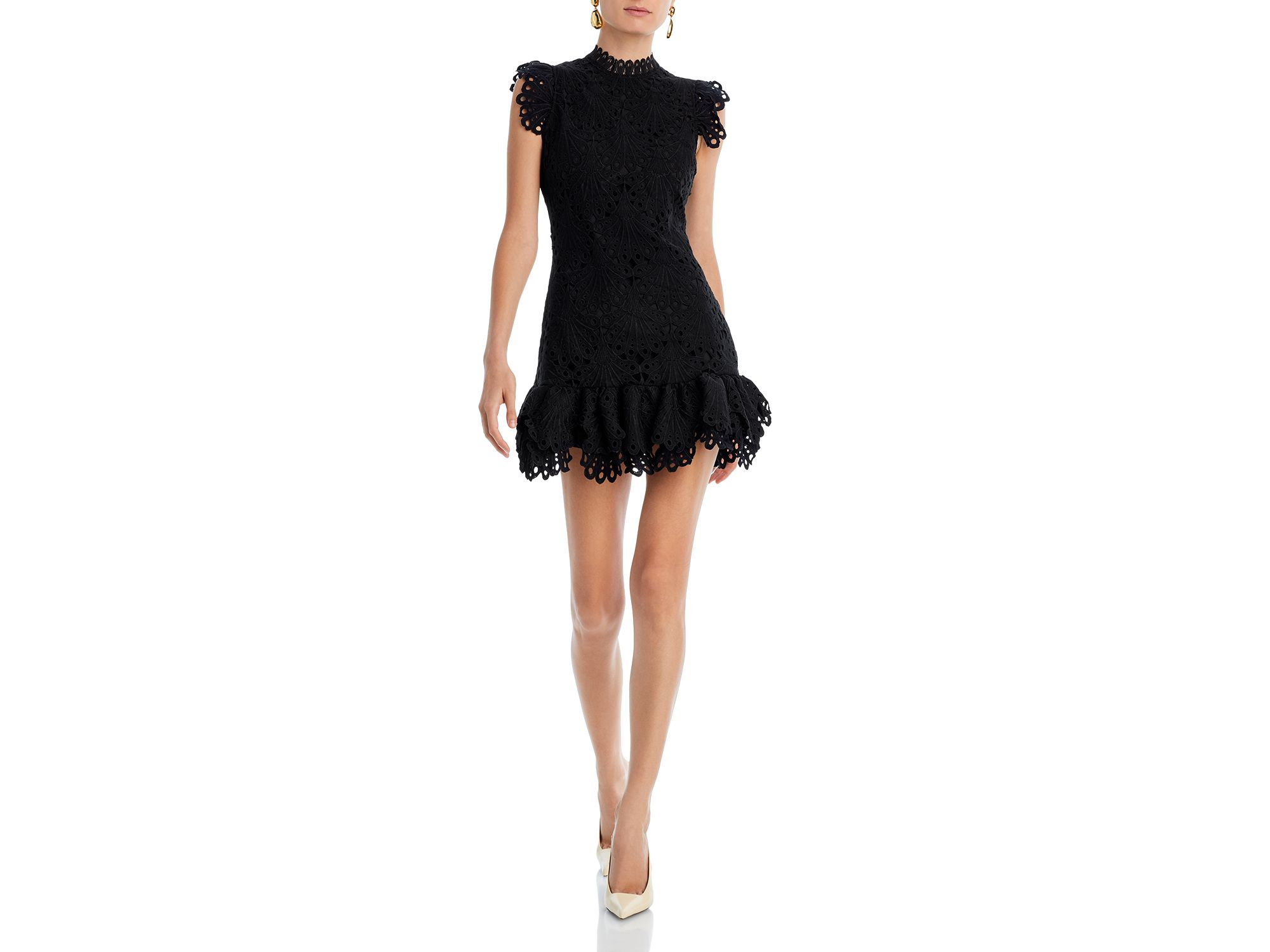 Mock Neck Lace Shift Dress - Exclusive — Image 6