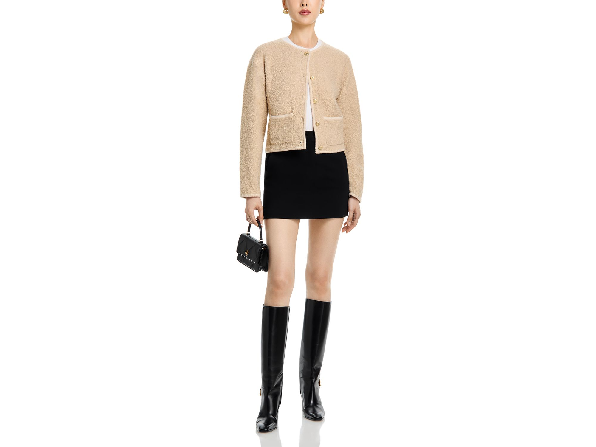 Effie Boucle Knit Cardigan Sweater — Image 4