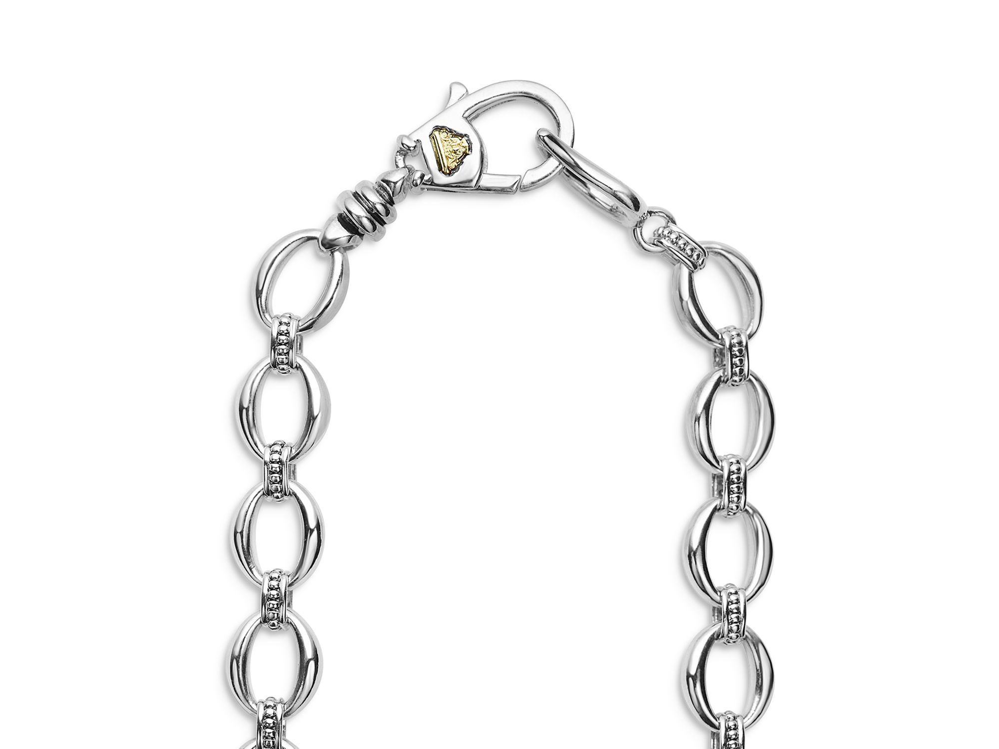 Sterling Silver & 18K Yellow Gold Caviar Luxe Diamond Link Necklace, 18" — Image 4