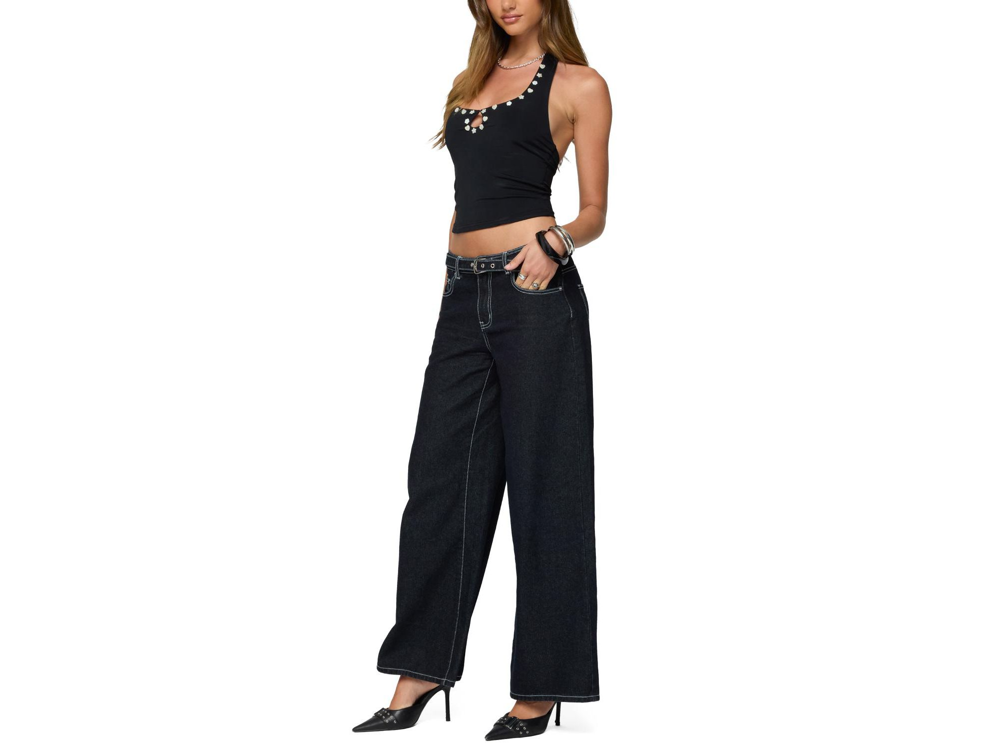 Coraline Button Cutout Halter Top — Image 5