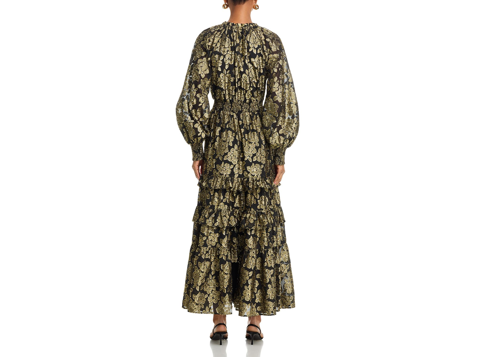 Metallic Jacquard Tiered Dress - Exclusive — Image 3