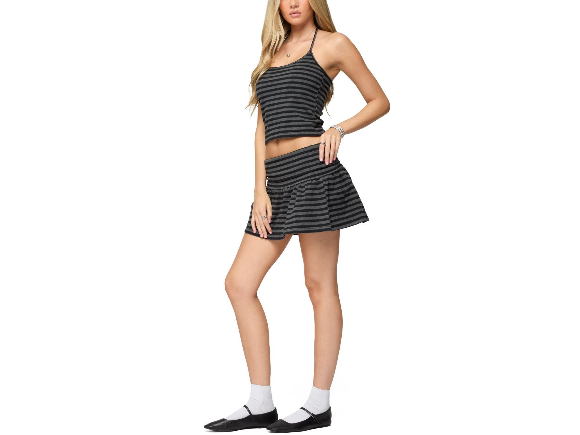 Moria Striped Fold Over Mini Skirt — Image 4