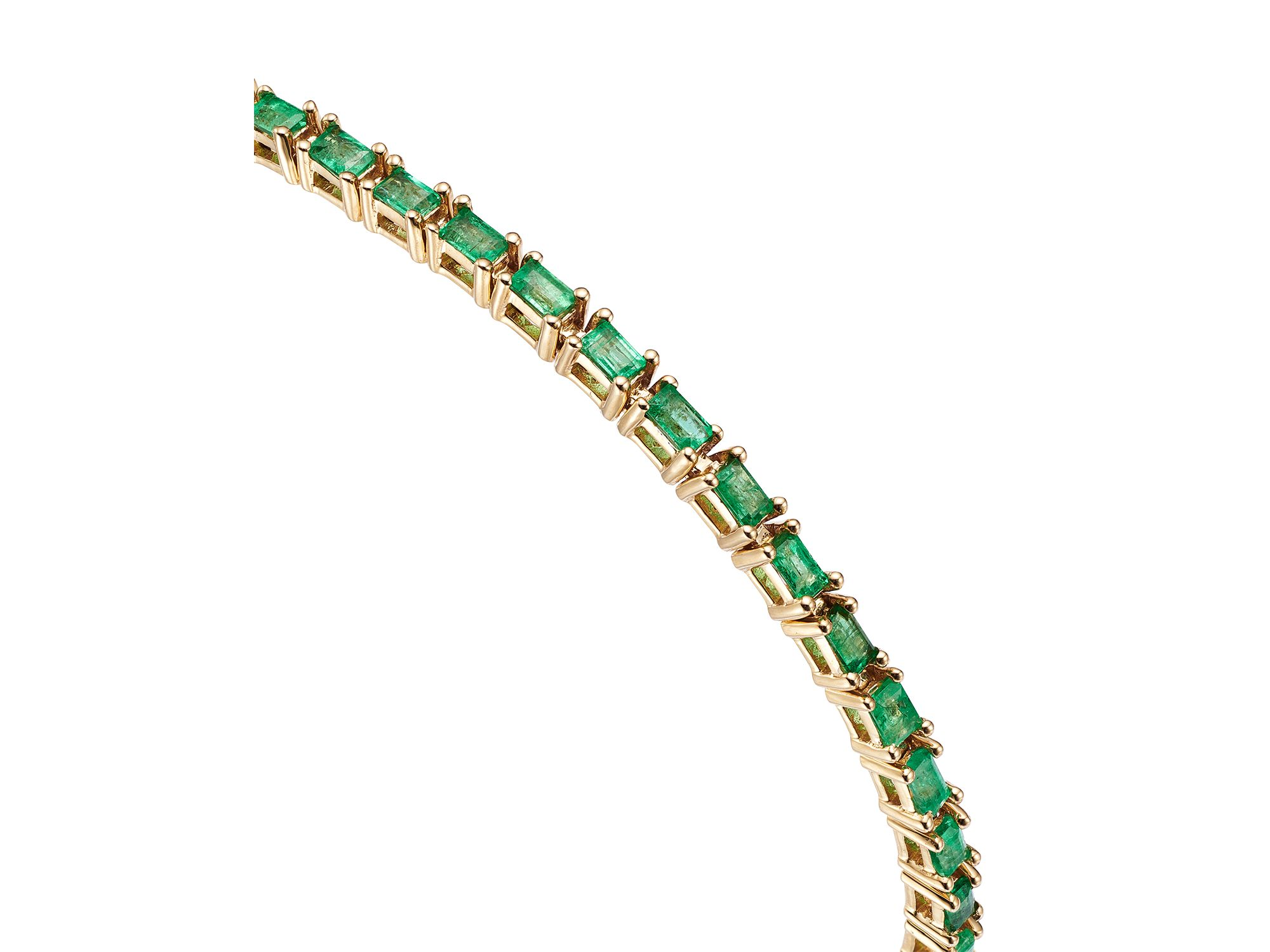 Emerald Tennis Bracelet in 14K Yellow Gold — Image 3