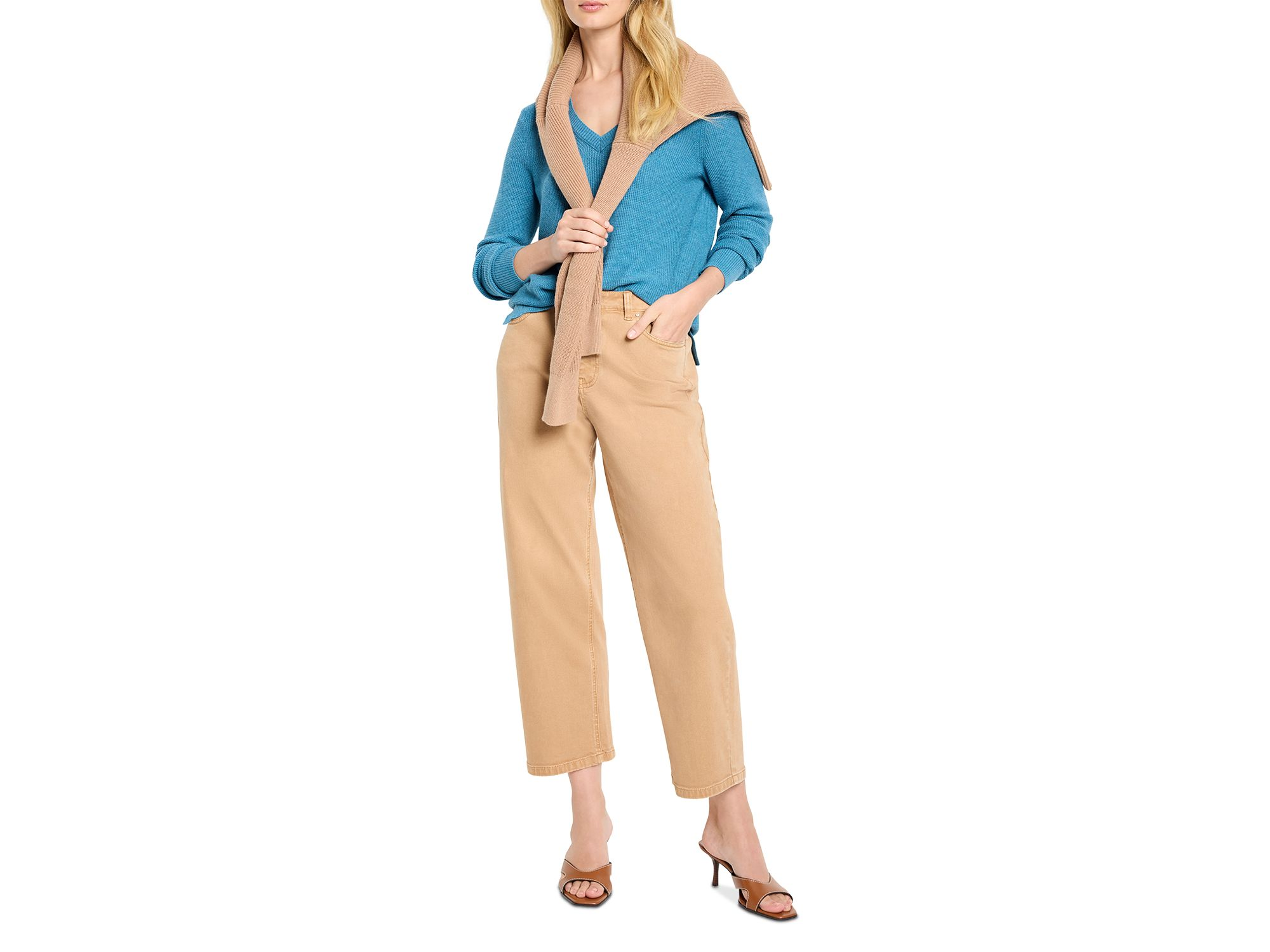 Waffle Stitch V Neck Sweater — Image 4