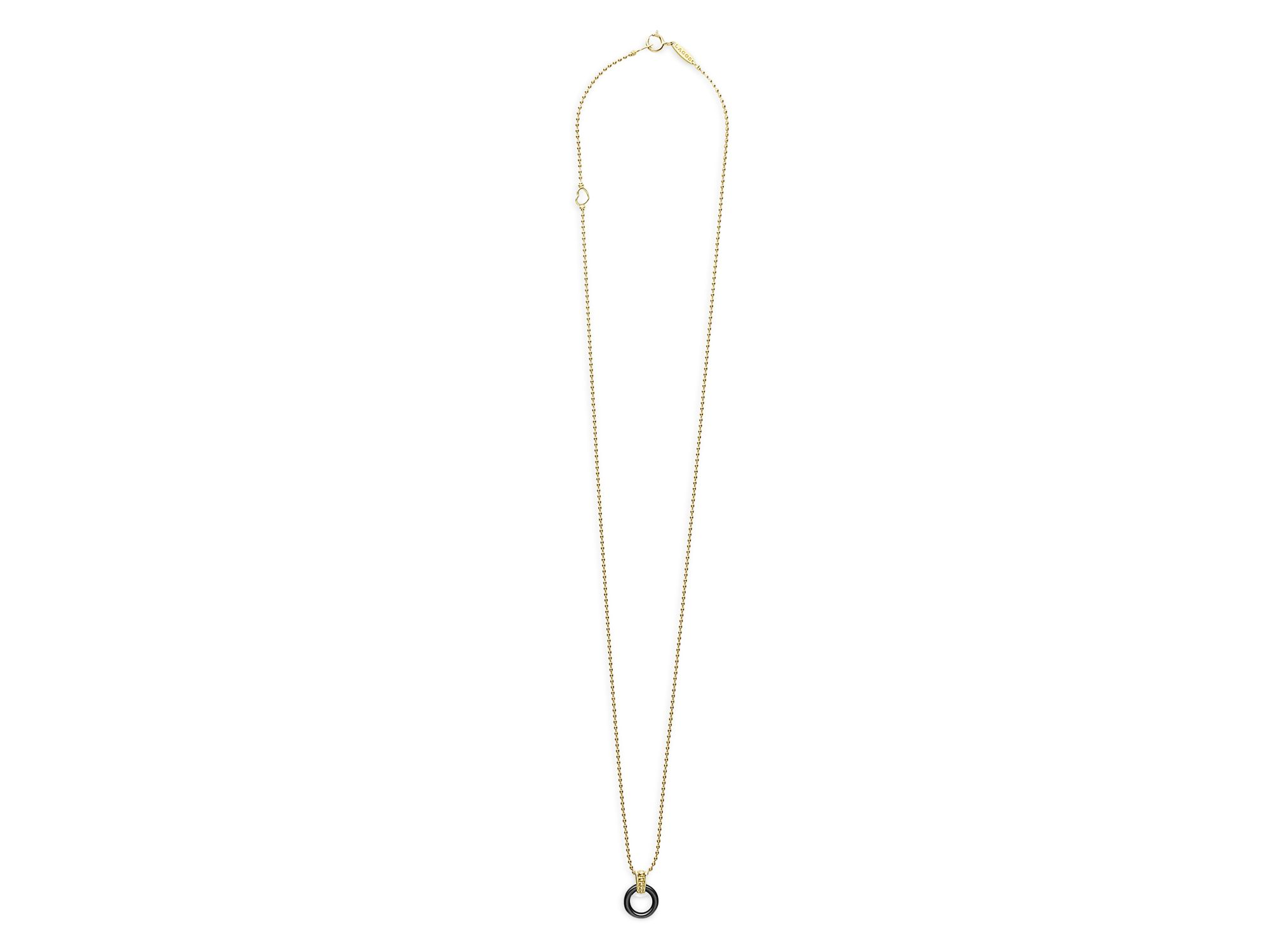 Meridian 18K Yellow Gold Black Caviar Ceramic 9mm Circle Pendant Necklace, 18" — Image 4