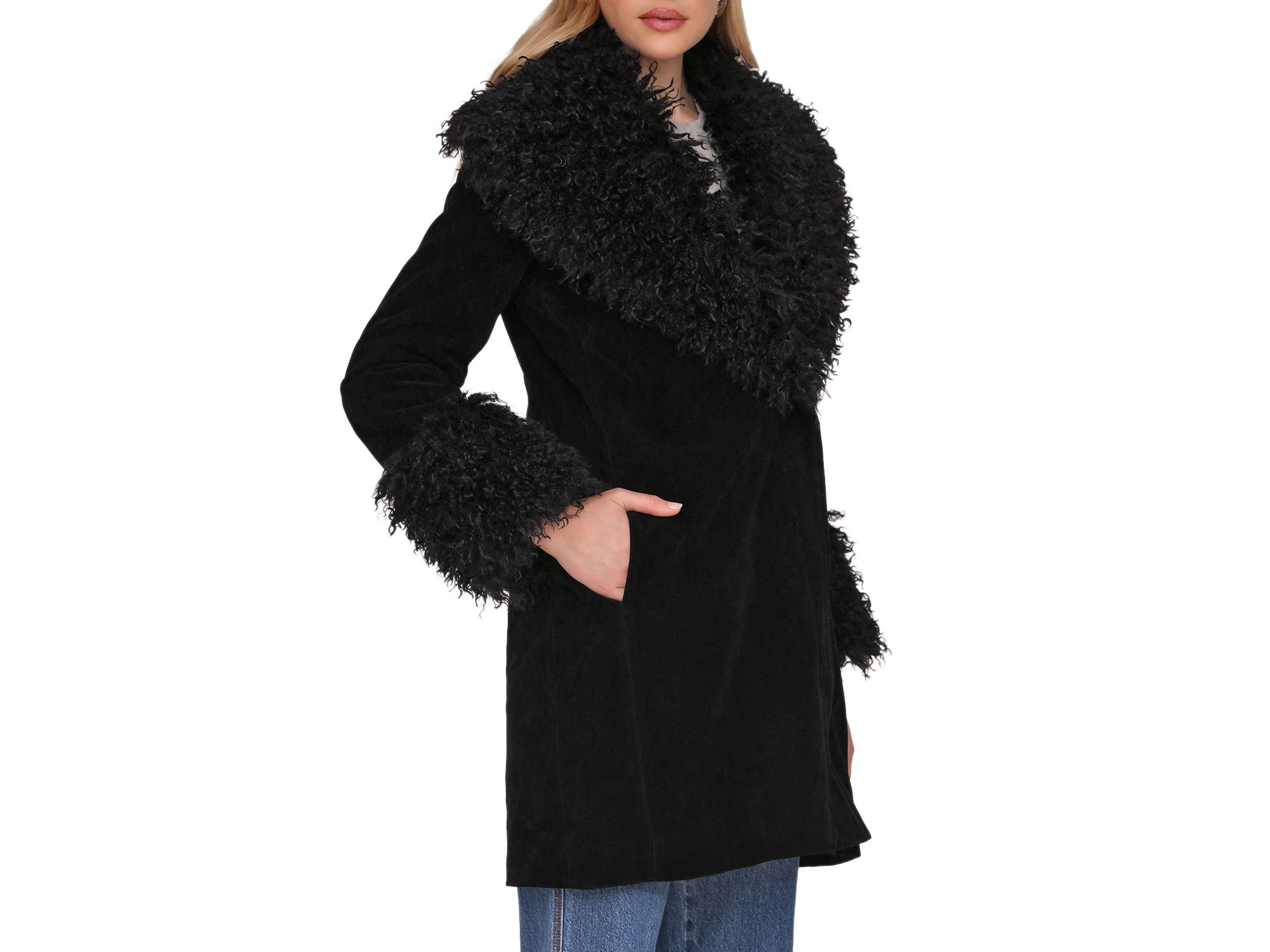 Faux Fur Trim Coat — Image 5