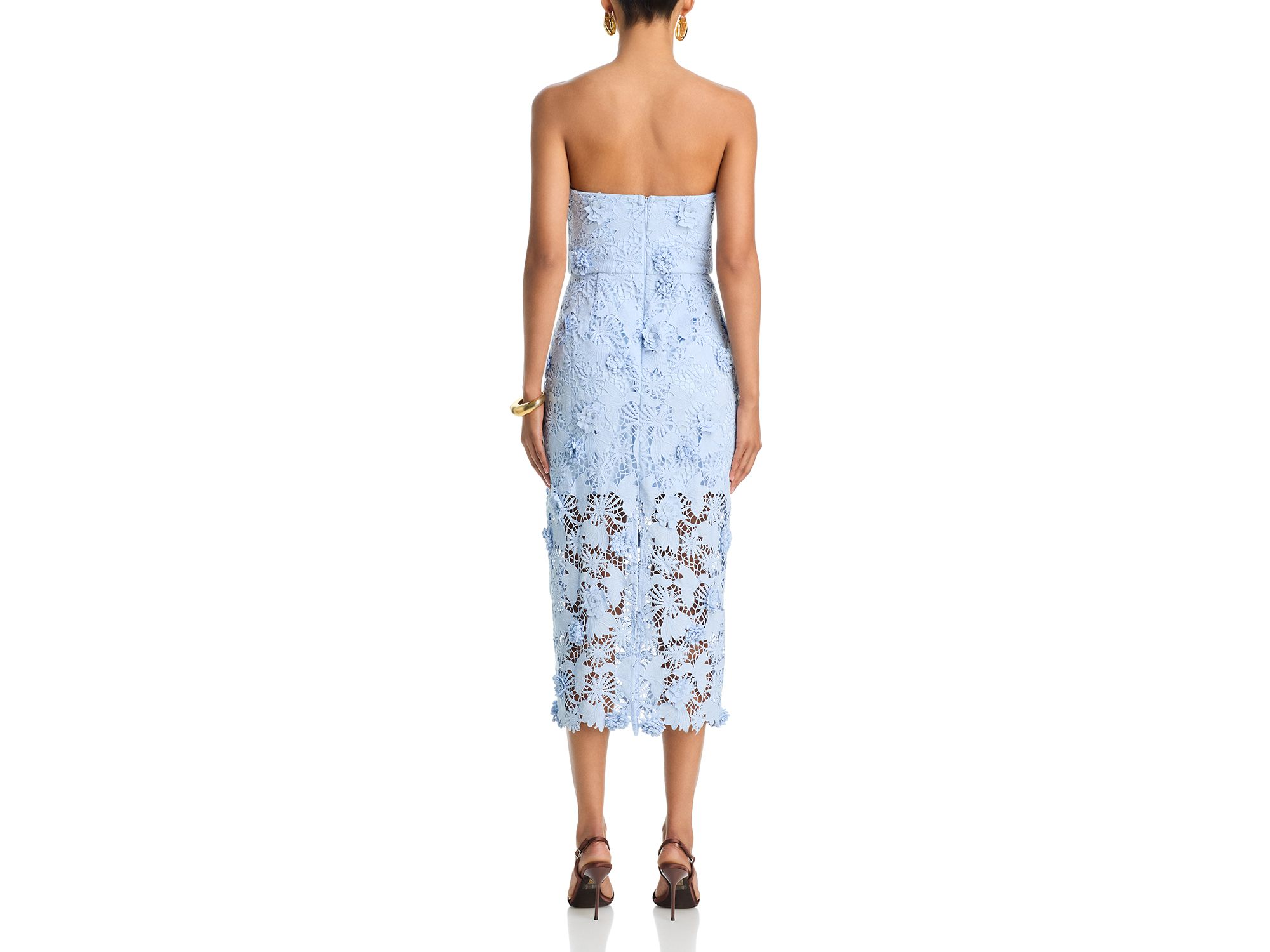 Strapless 3D Lace Midi Dress - Exclusive — Image 4