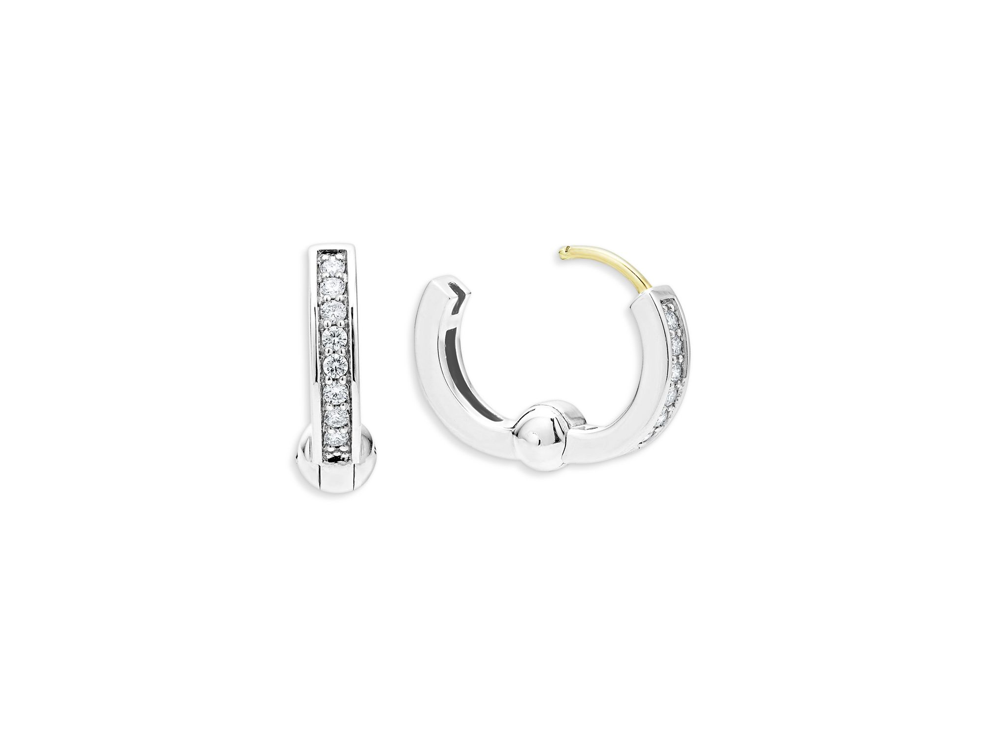 Sterling Caviar Spark Diamond Huggie Hoop Earrings — Image 4
