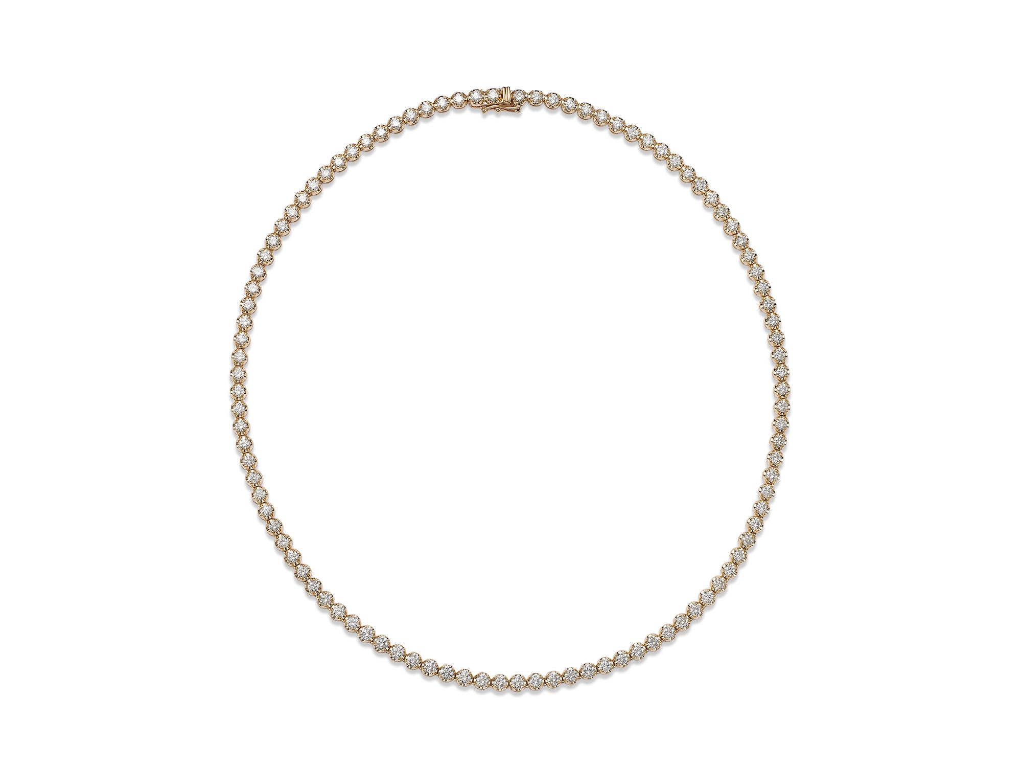 Diamond Crown Set Tennis Necklace in 14K Yellow Gold, 4.0-8.0 tcw — Image 6