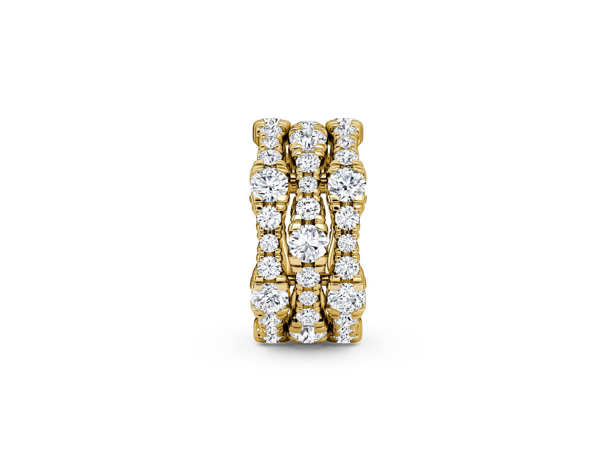 3 Row Pavé Ring in 14K Yellow Gold, 4.65tw Round Brilliant Lab Grown Diamonds — Image 3