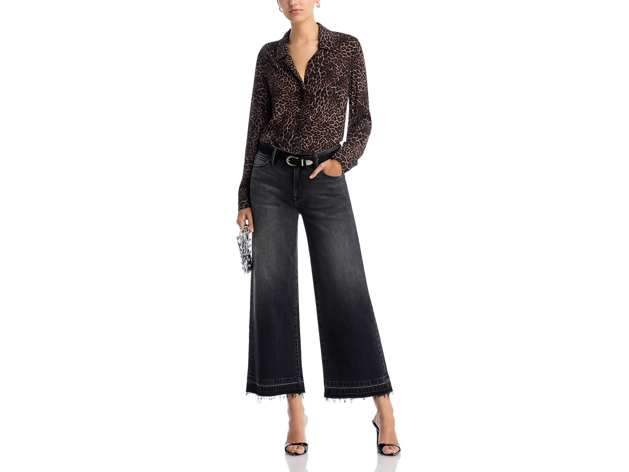 Rafaella Cropped Wide Leg Jeans in Washed Black — Image 4