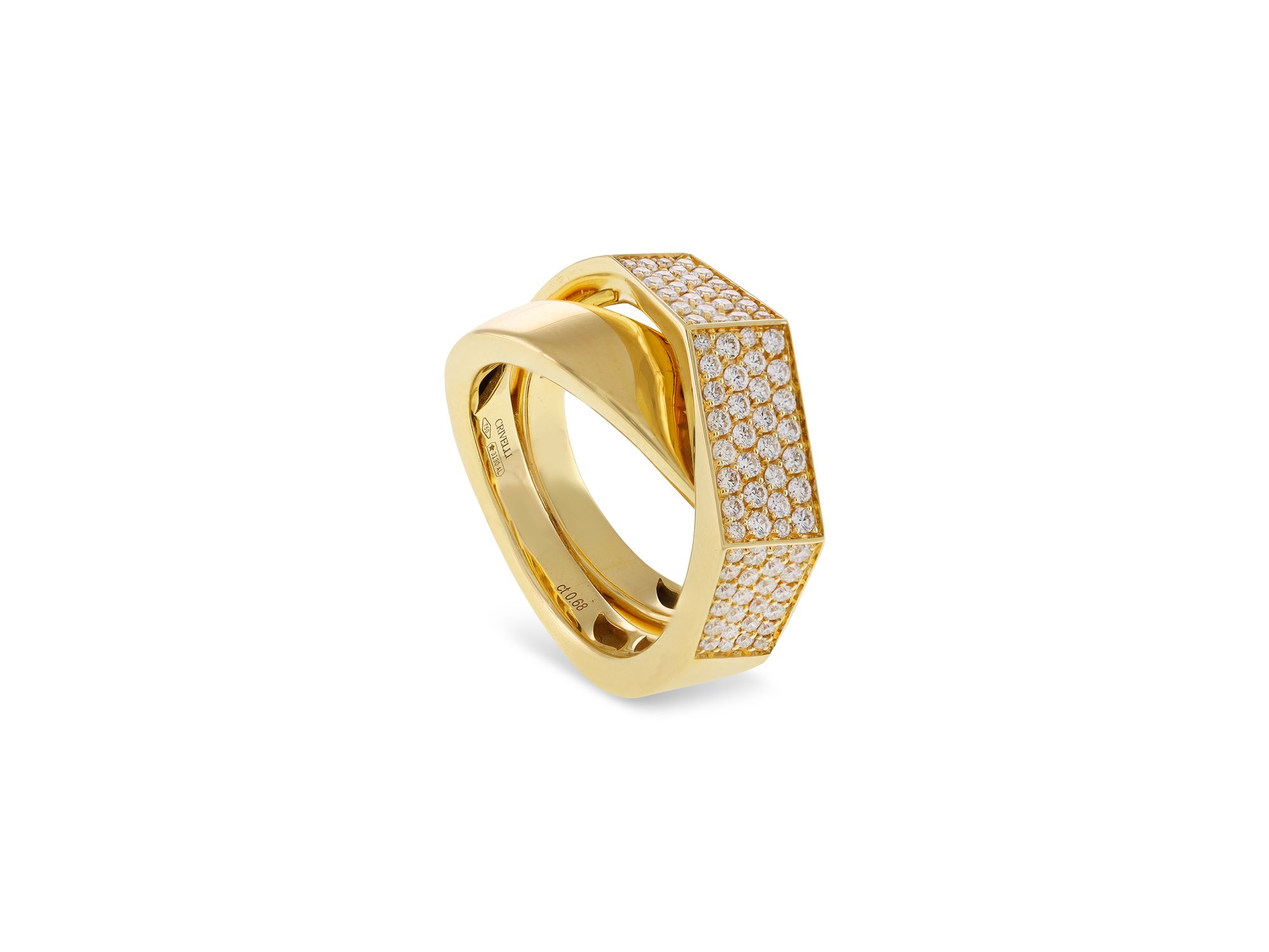 18K Yellow Gold Like Collection Faceted Diamond Pavé Ring, 0.68 tcw — Image 3