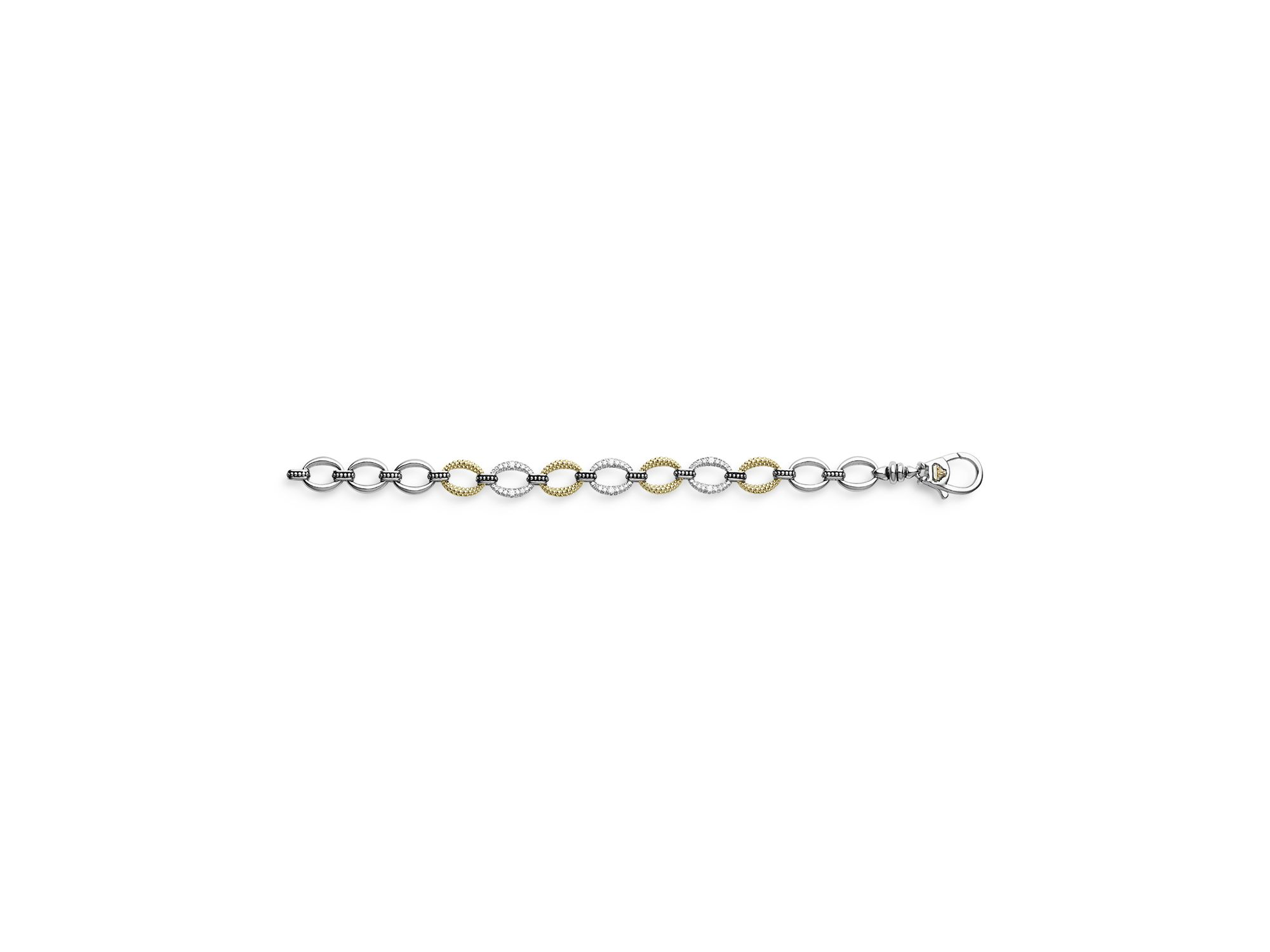 Sterling Silver & 18K Yellow Gold Caviar Luxe Diamond Link Bracelets — Image 5