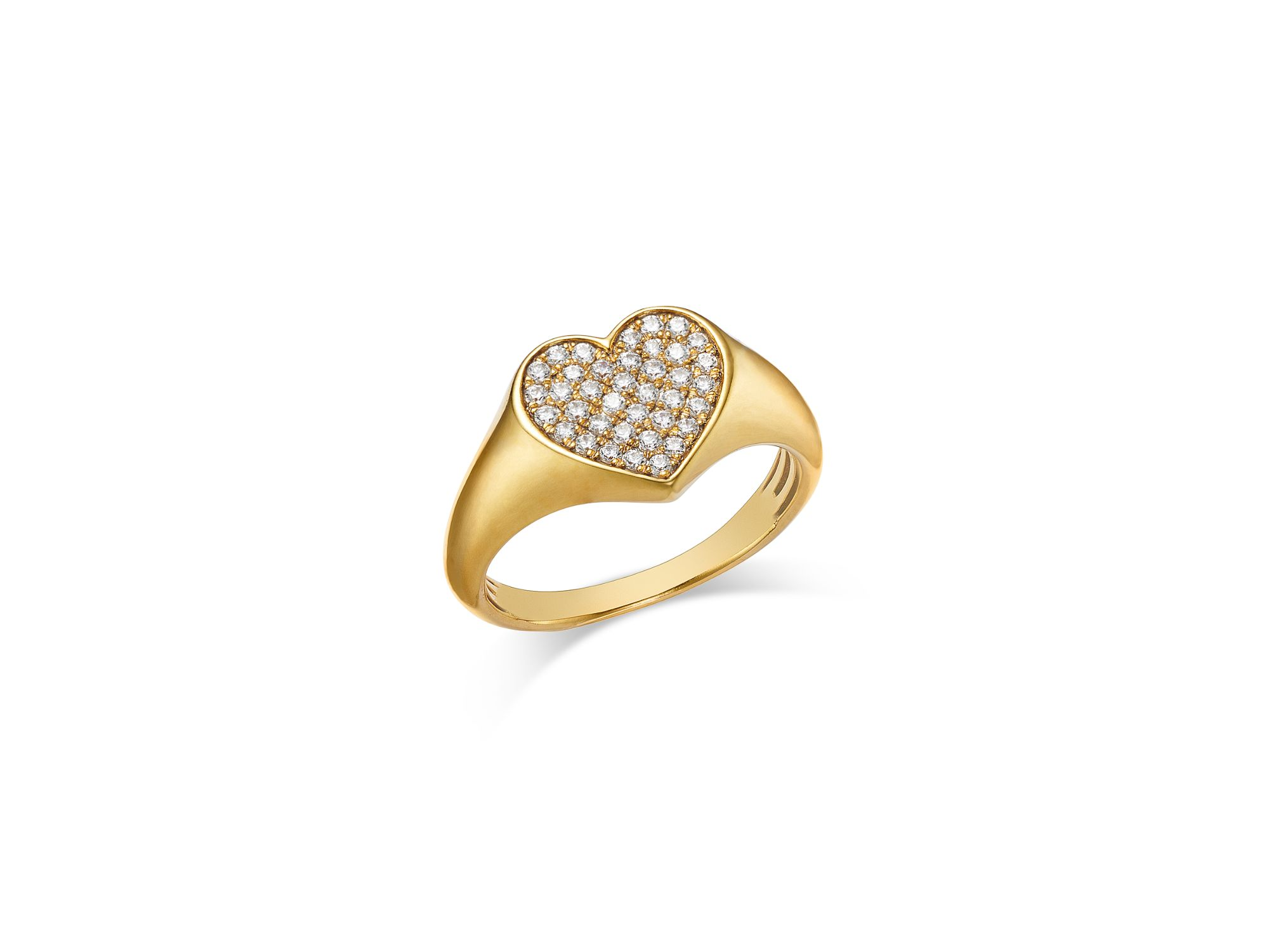 Diamond Heart Signet Ring in 14K Yellow Gold, 0.25 tcw — Image 3