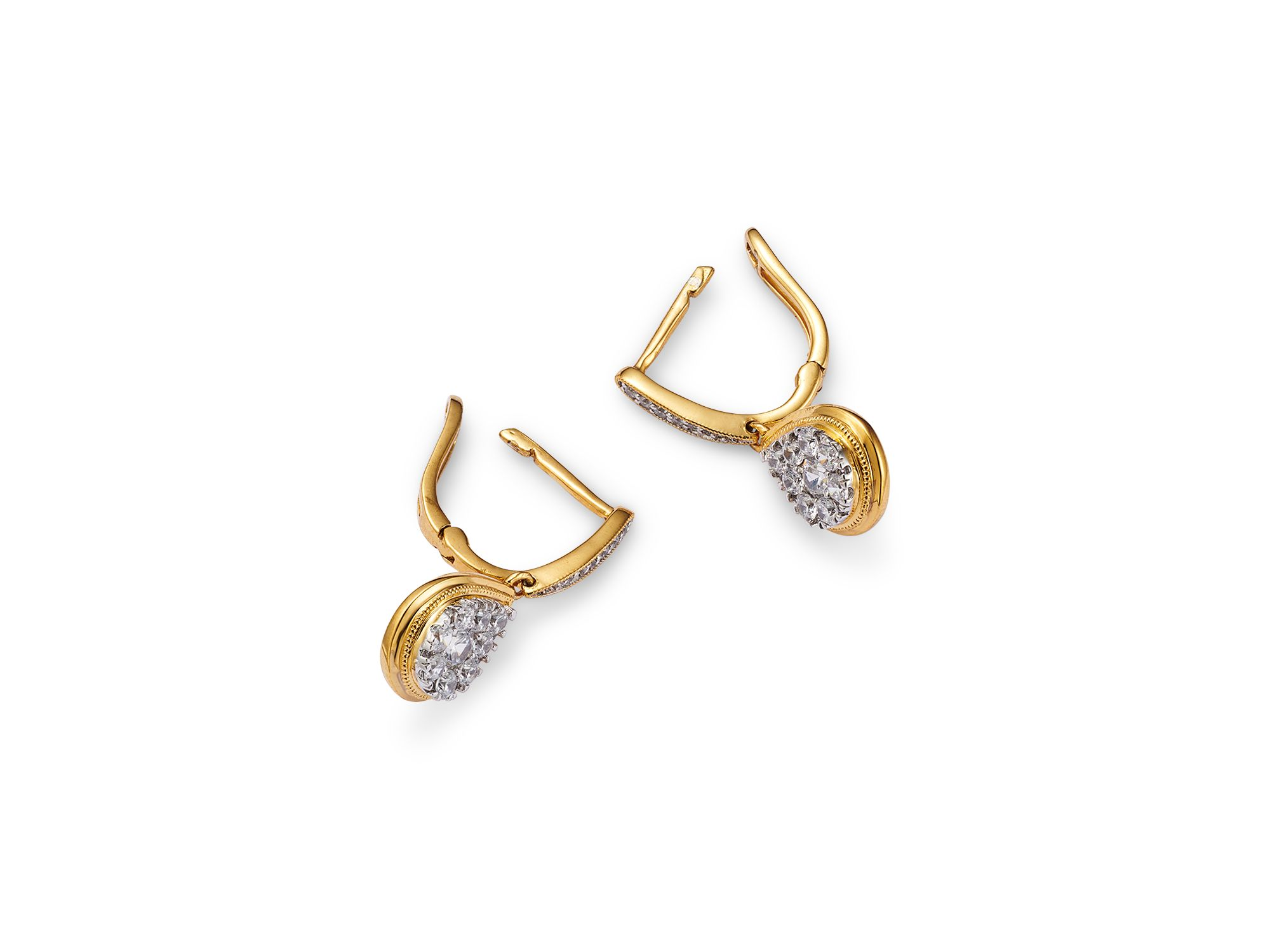 Diamond Cluster Drop Earrings in 14K Yellow Gold, 0.75 tcw — Image 4