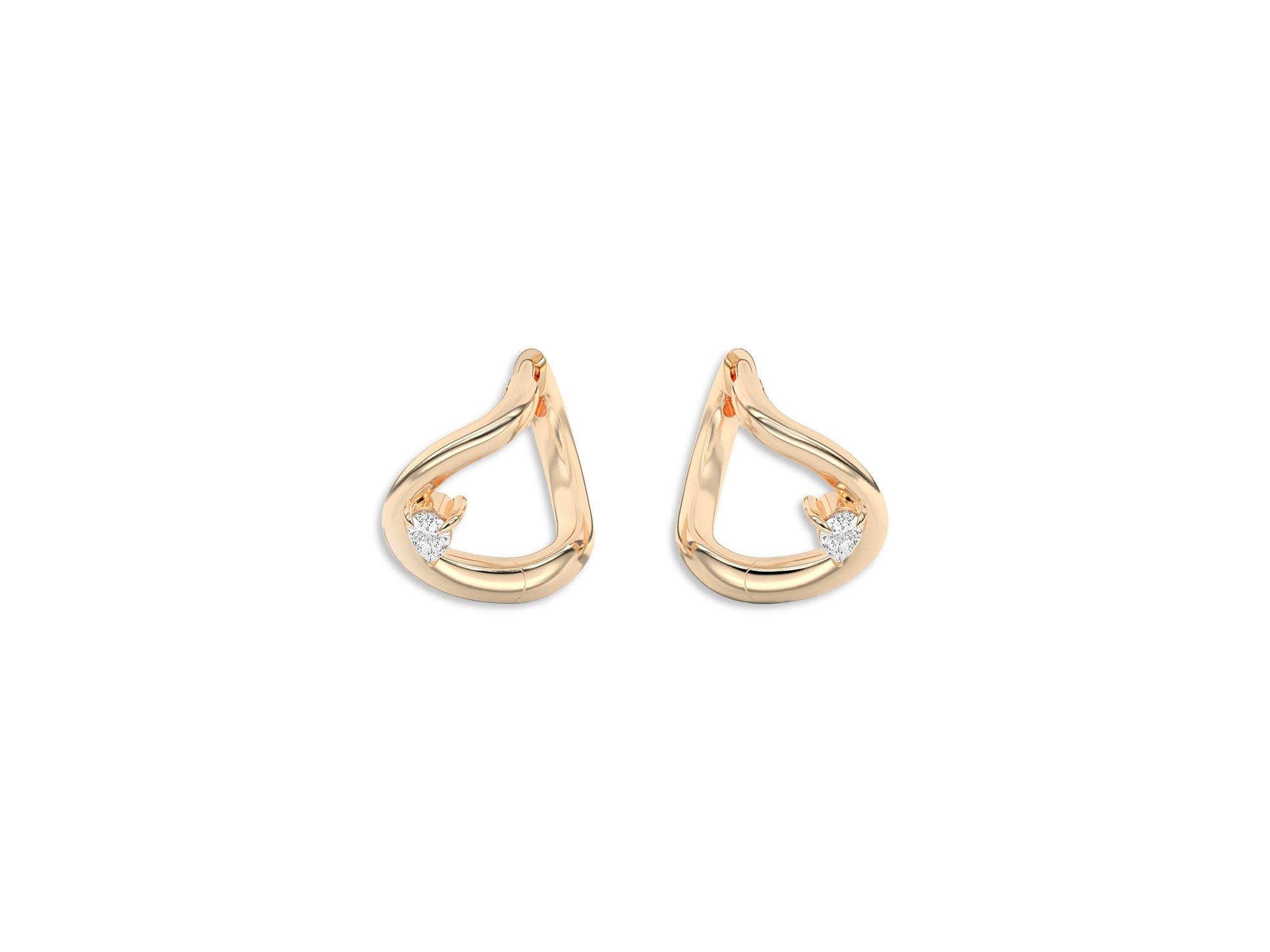 Certified Lab Grown Diamond Pear Gaudi Curve Huggie Hoop Earrings in 14K Yellow Gold, 0.2 tcw — Image 3