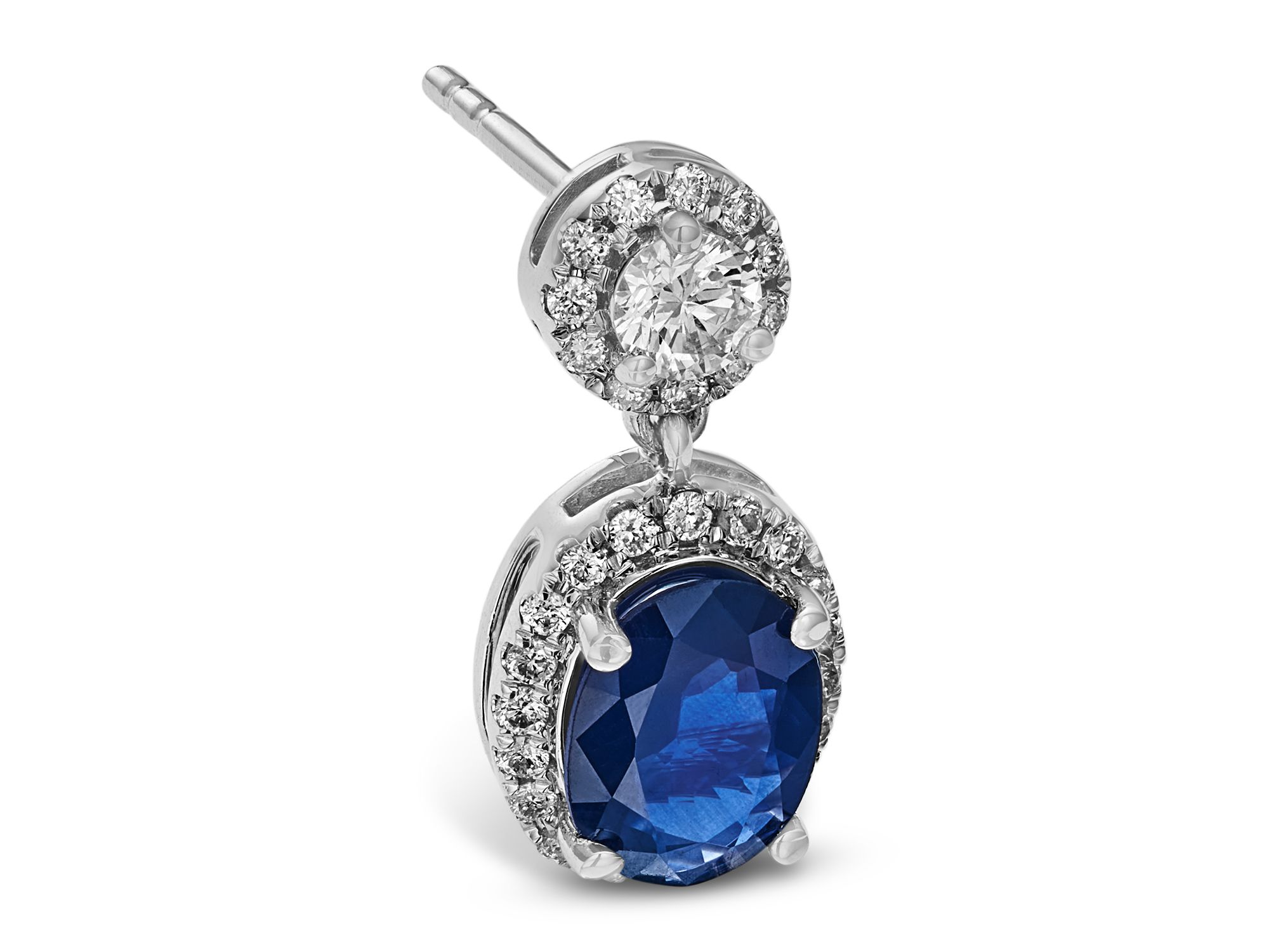 Sapphire & Diamond Drop Earrings in 14K White Gold — Image 3