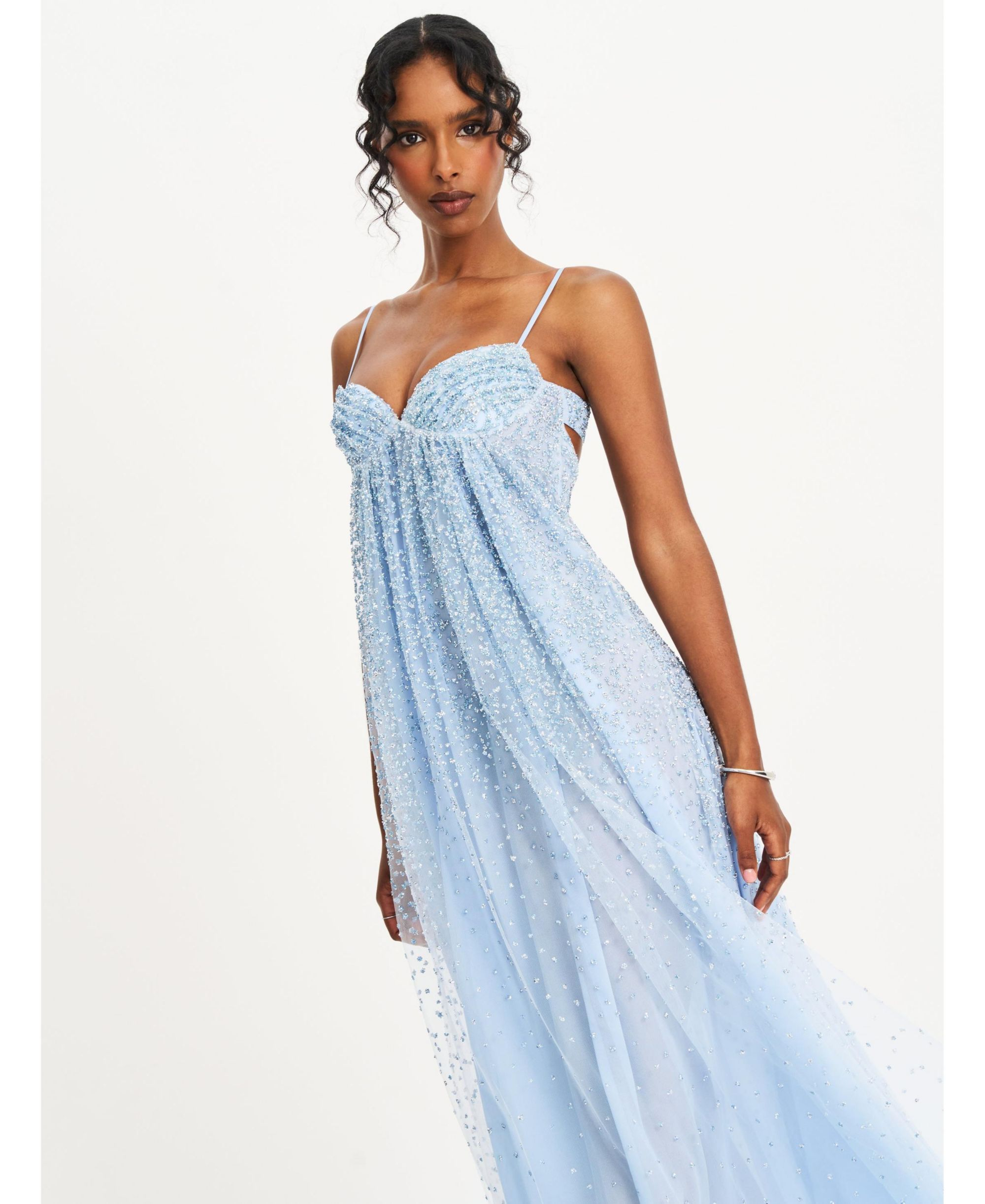 Wallie Rhinestone Embellished Mesh Backless Gown — Image 4