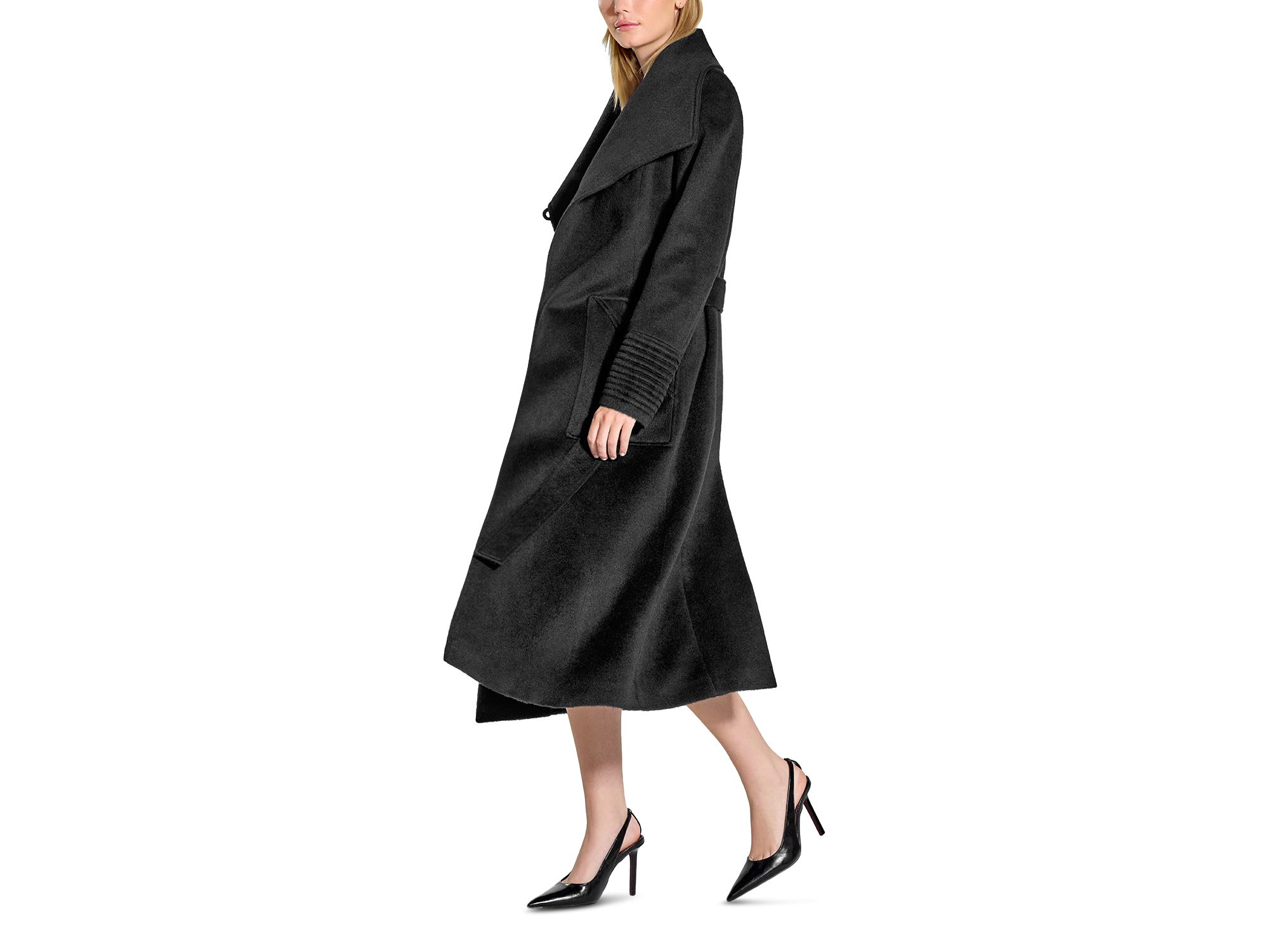 Wide Collar Long Wrap Coat — Image 4
