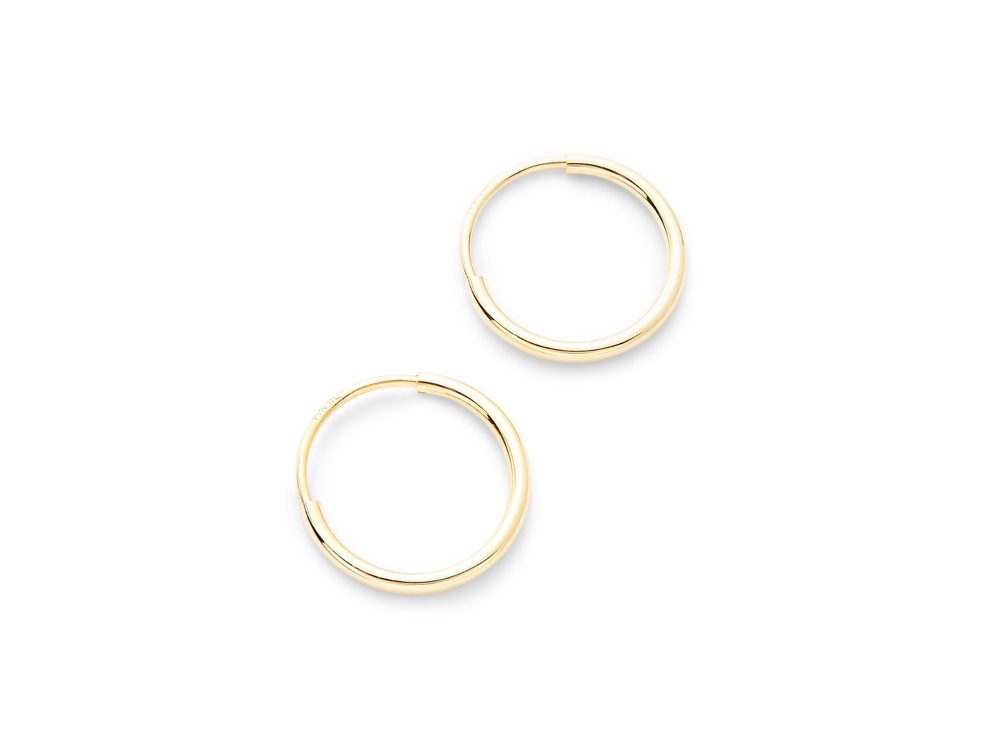 Children's Polished Extra Small Endless Hoop Earrings in 14K Yellow Gold — Image 3