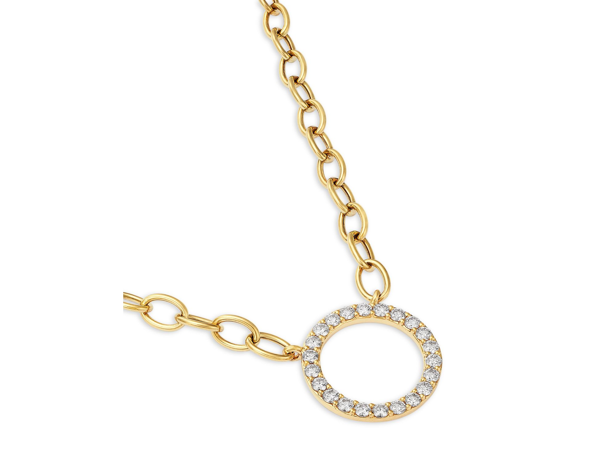 Diamond Circle Pendant Necklace in 14K Yellow Gold, 1.0 tcw — Image 3