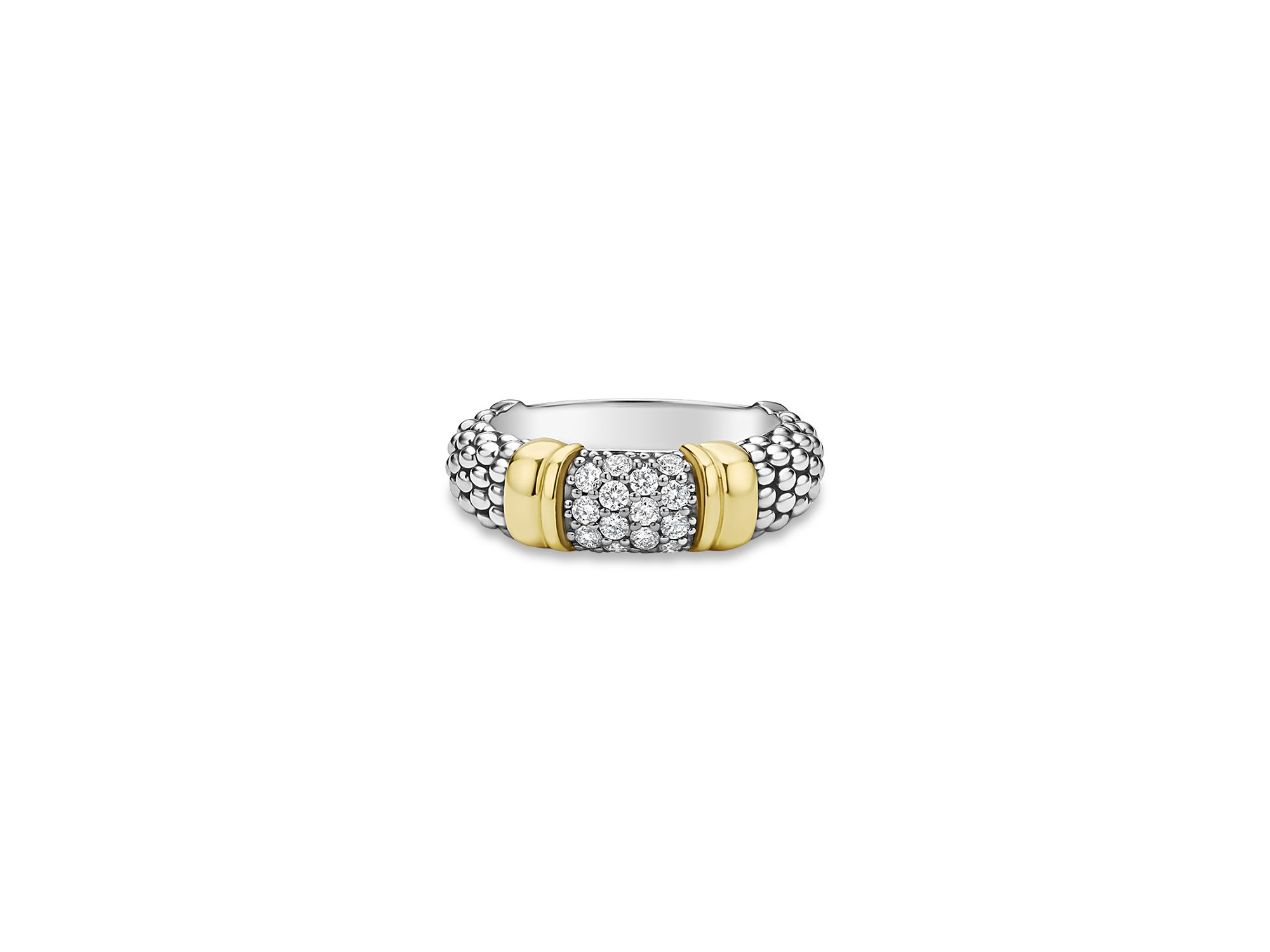 Two Tone Signature Caviar Diamond Ring, 0.266 tcw — Image 3