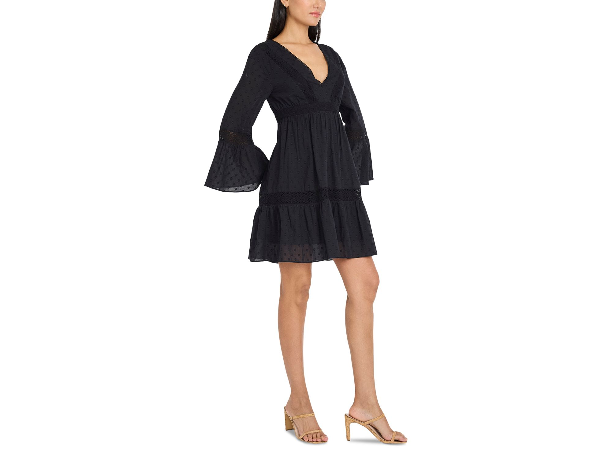 V Neck Wide Sleeve Mini Dress — Image 3
