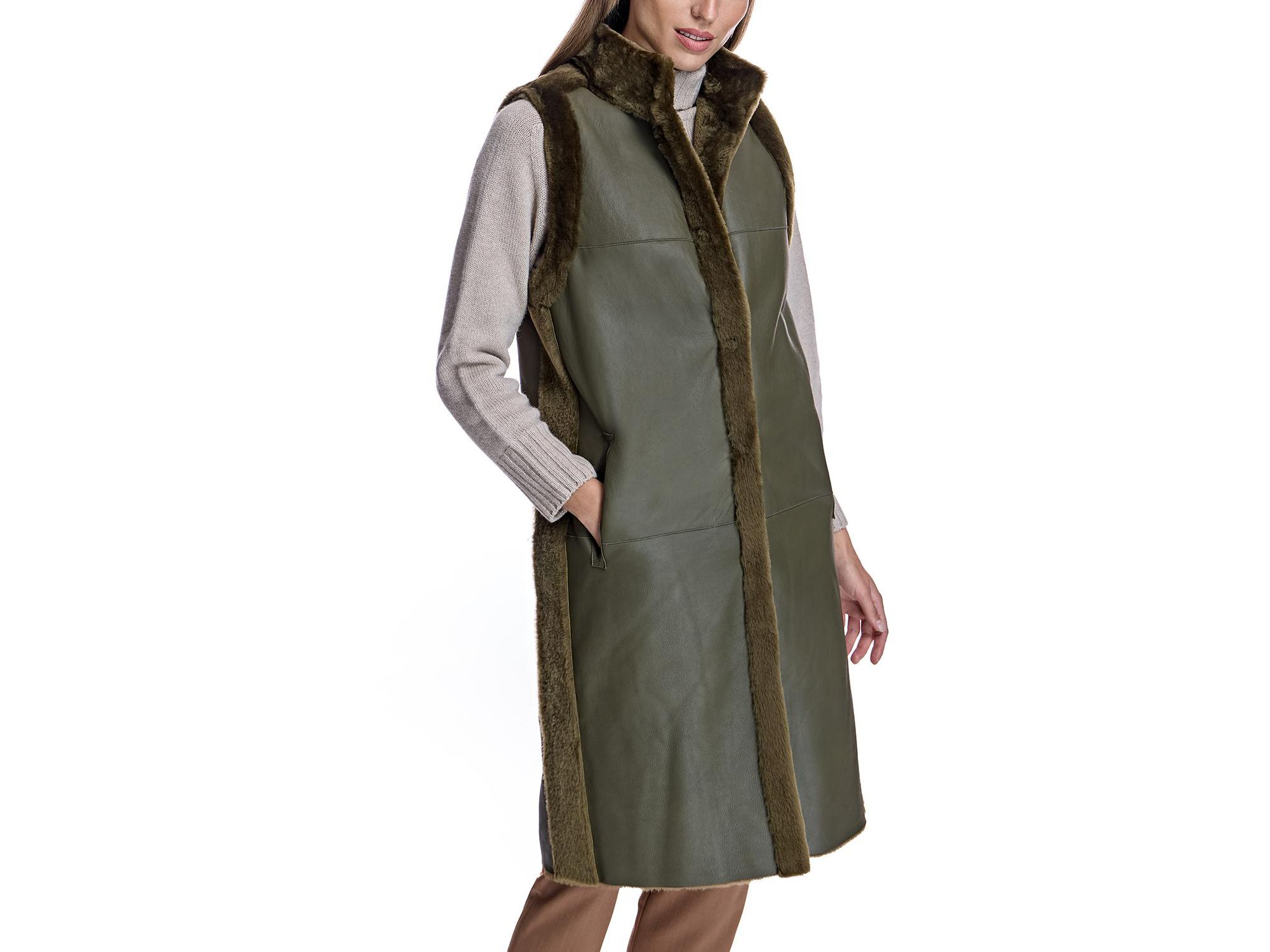 Reversible Shearling Lamb Vest — Image 5