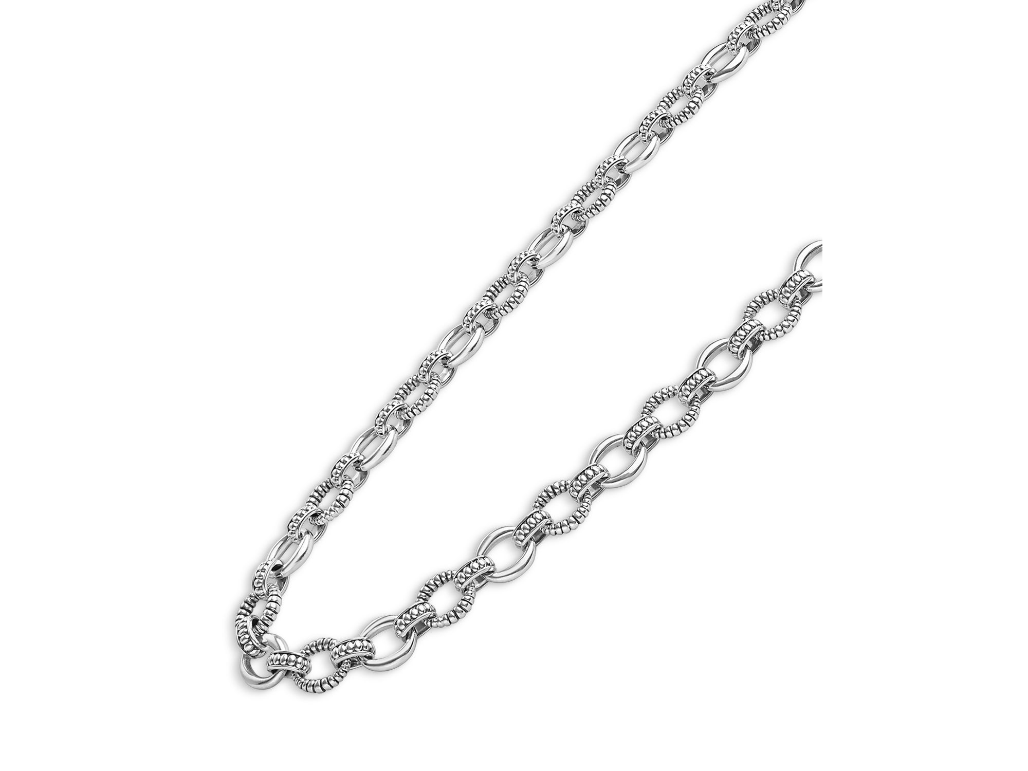 Sterling Signature Caviar Oval Fluted Link Necklace, 18" — Image 3