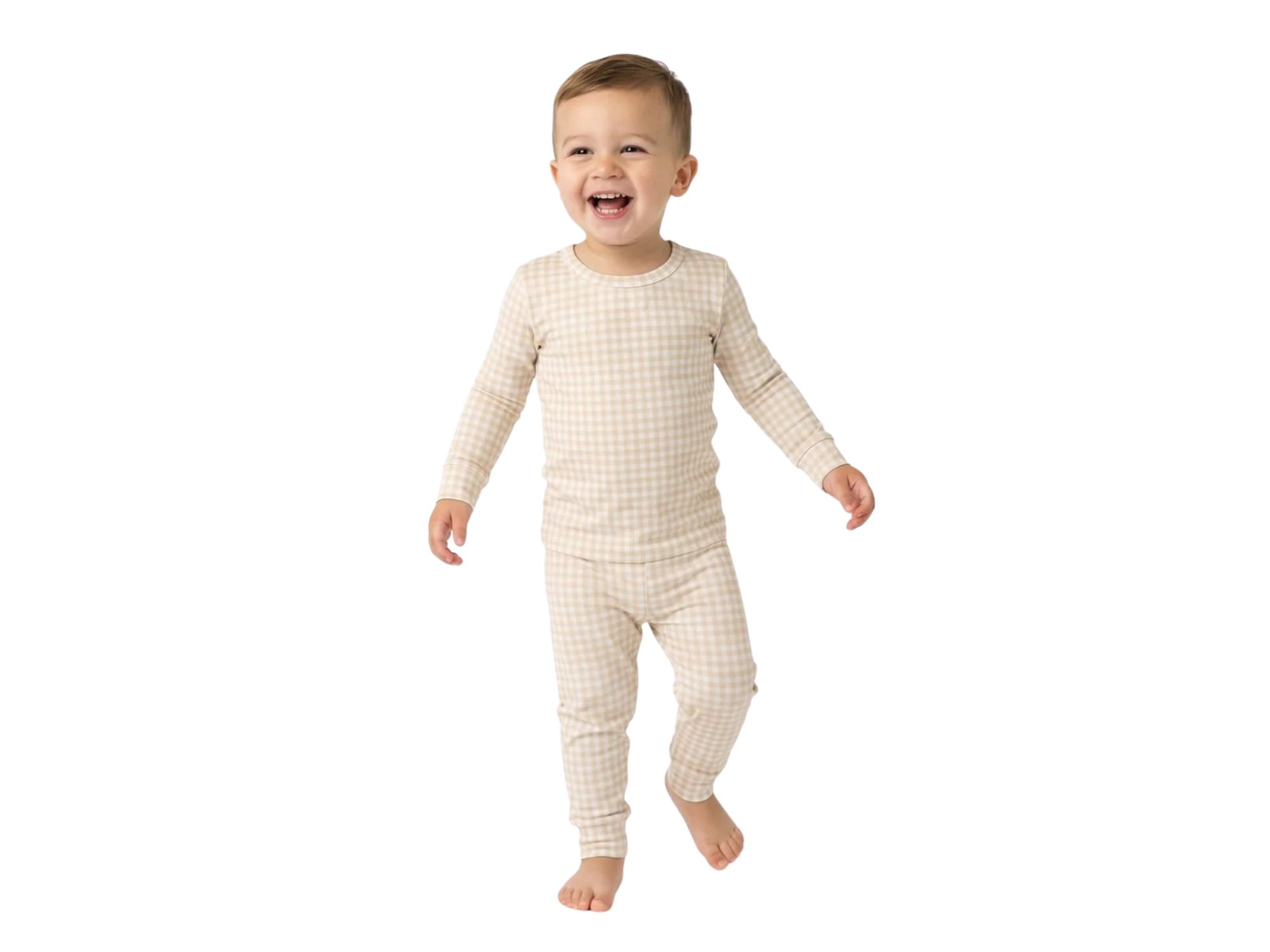 Boys' Sandstone Gingham Pajama Set - Baby, Little Kid — Image 7