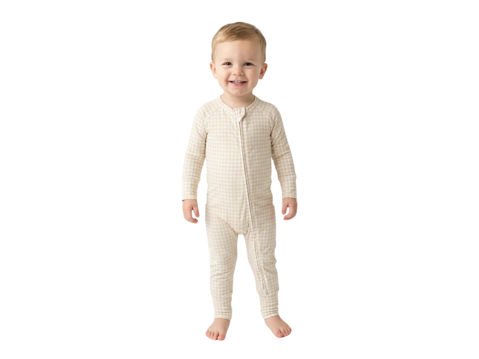 Boys' Sandstone Gingham Bamboo Sleeper - Baby — Image 7