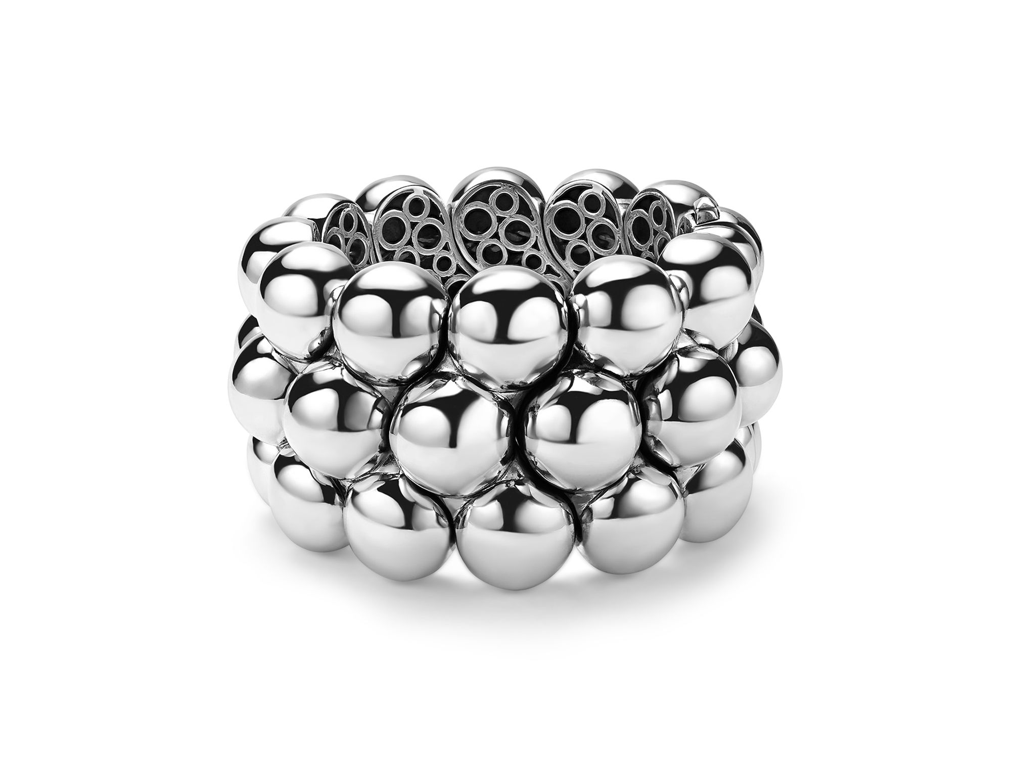 Sterling Caviar Bubbly Beaded Wide Bangle Bracelet — Image 3