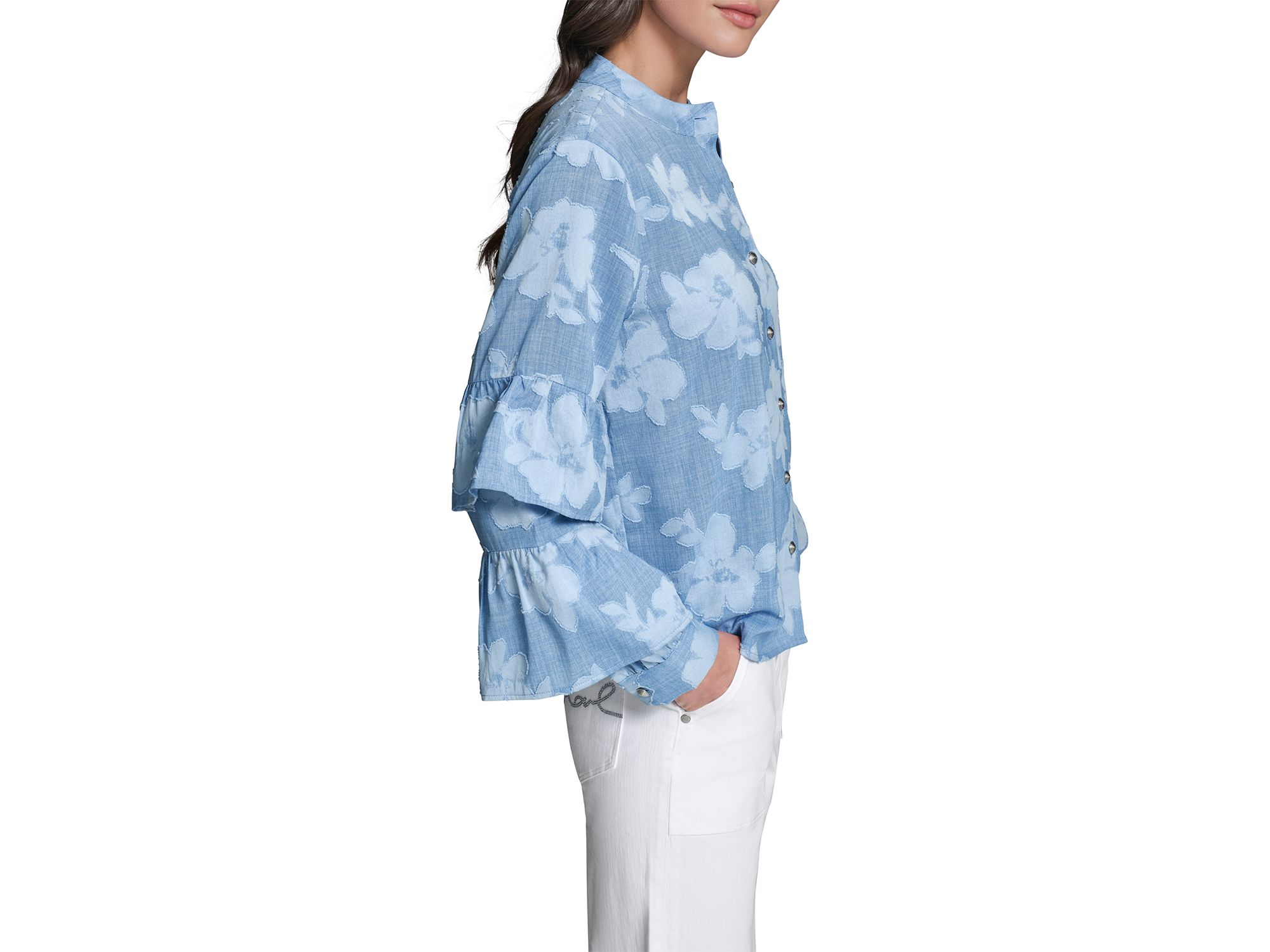Tiered Ruffled Sleeve Floral Blouse — Image 4