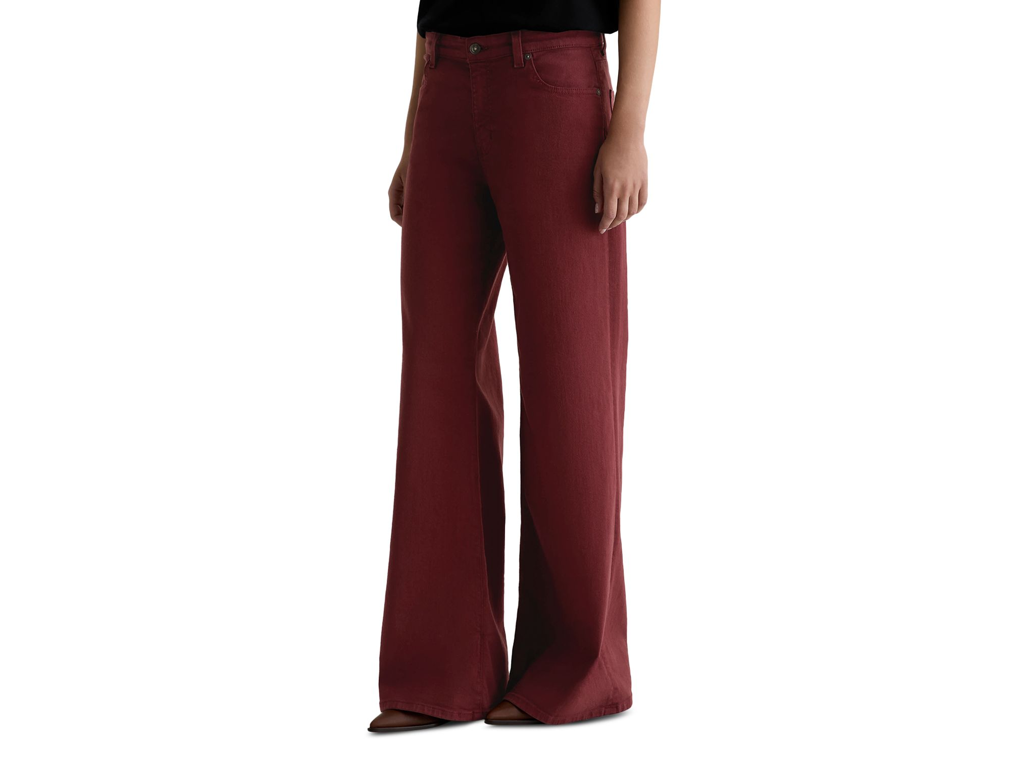 Saige Mid Rise Wide Leg Jeans in Cranberry — Image 7