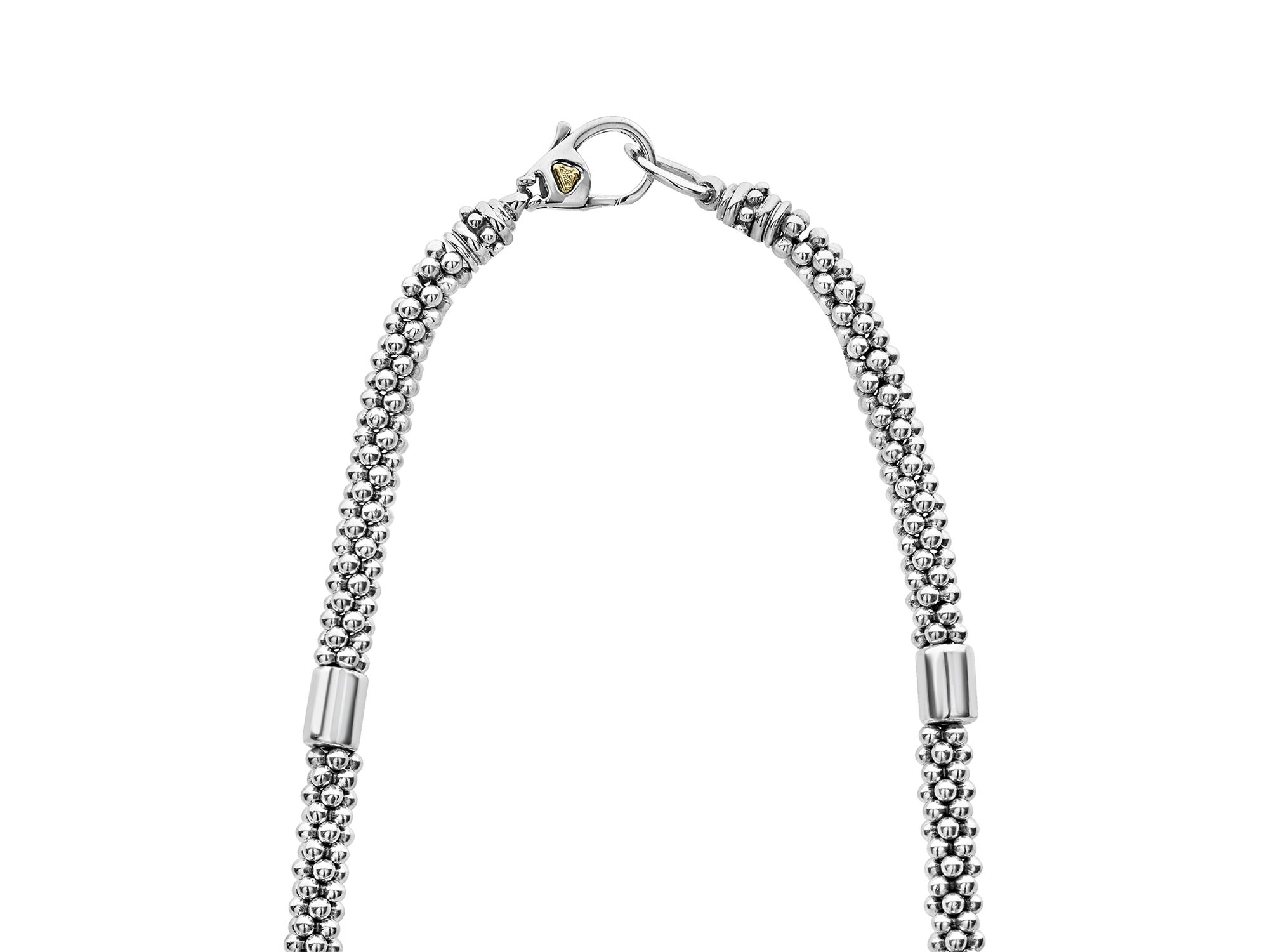 18K Yellow Gold & Sterling Silver High Bar Station Necklace, 16" — Image 5