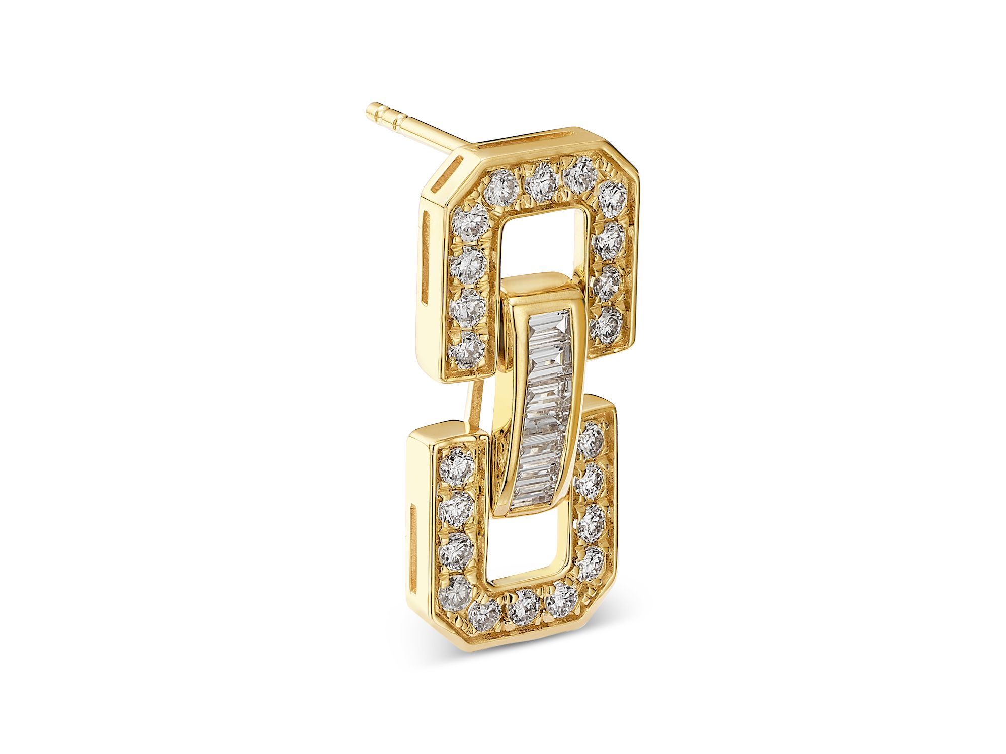 Diamond Link Drop Earrings in 14K Yellow Gold, 0.7 tcw — Image 3