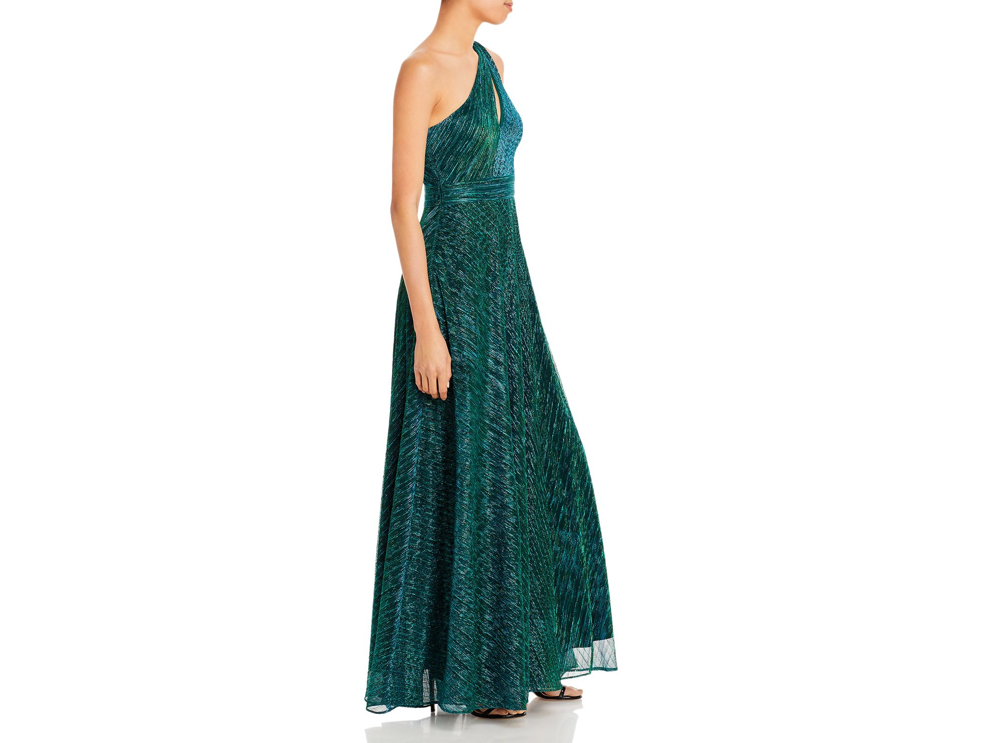 One Shoulder Crinkled Metallic Gown - Exclusive — Image 6