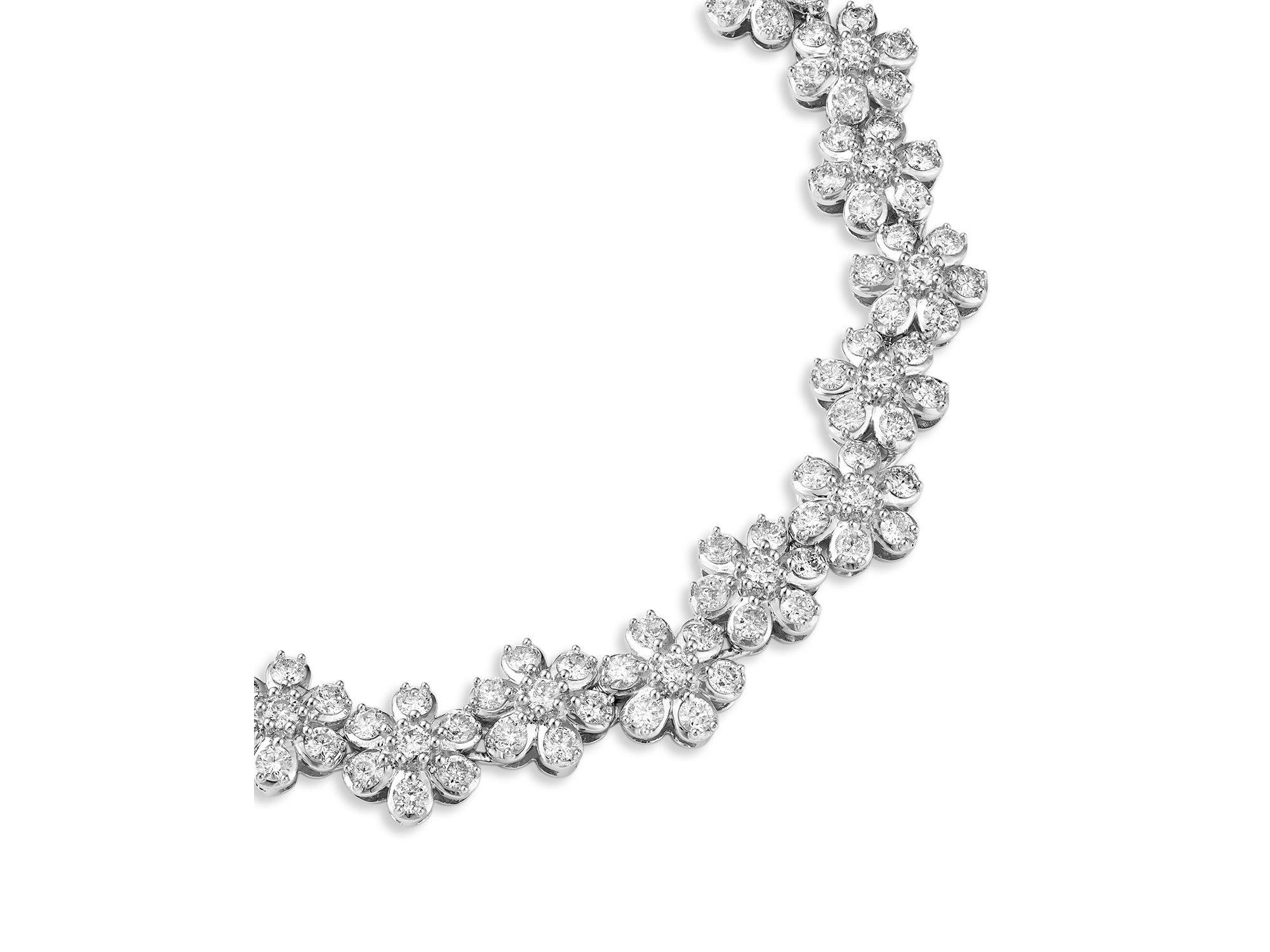 Diamond Flower Cluster Link Bracelet in 14K White Gold, 4.0 tcw — Image 3